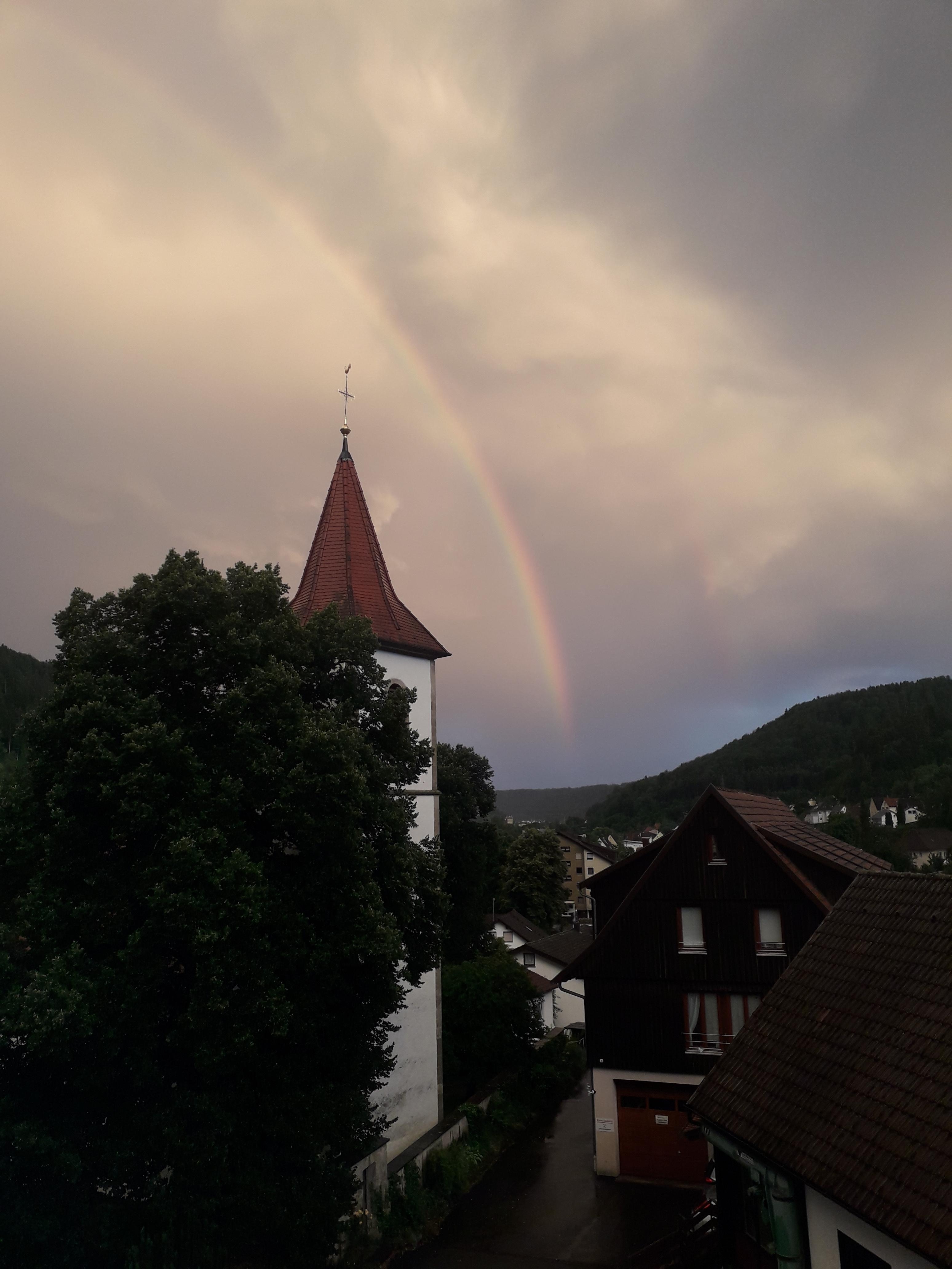 #gewitter #wolken #himmel #ausblick #kirche #regenbogen