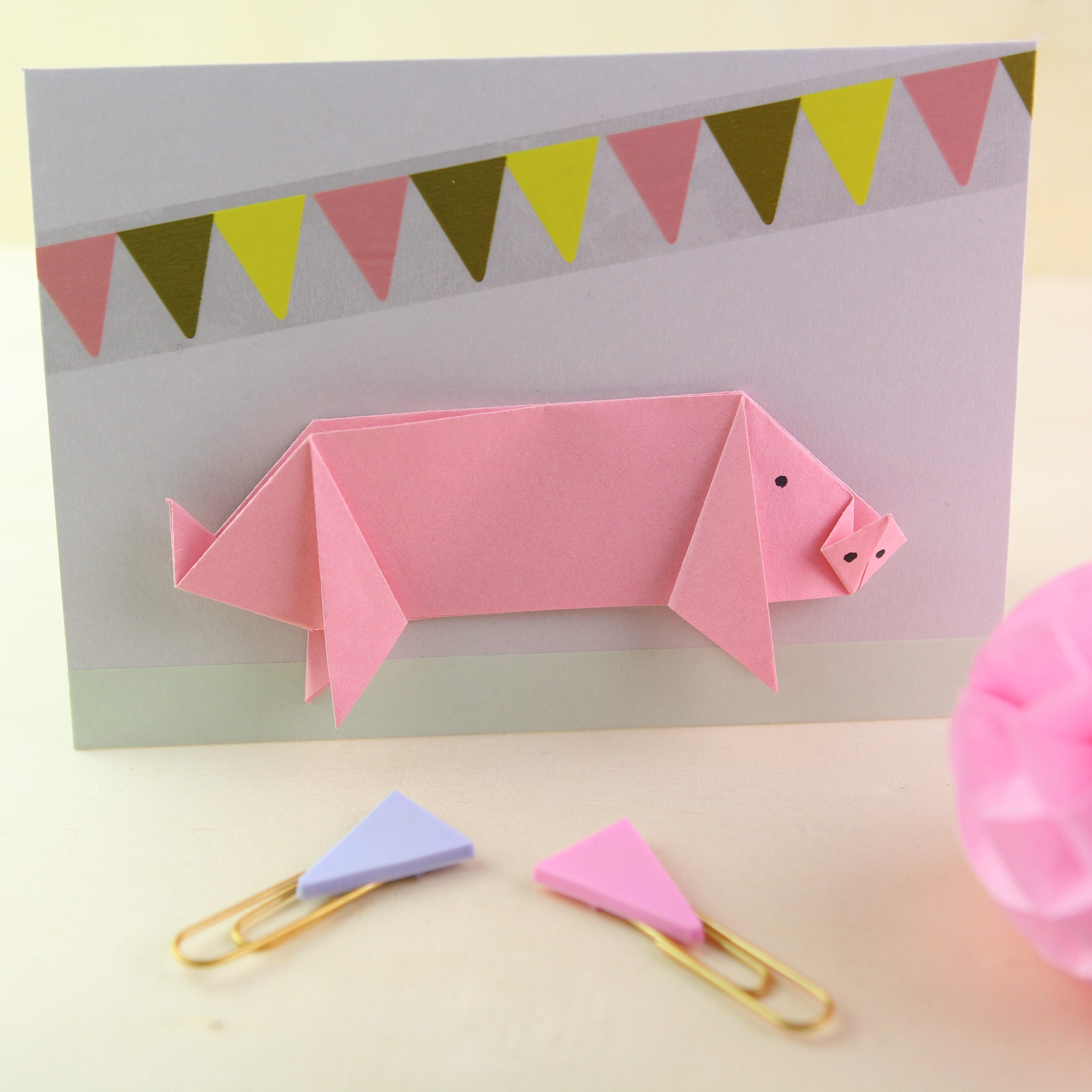Glücksschweine kann man nie genug haben - einfache Origami für tolle Glückwunschkarten #diyweek #diygeschenke