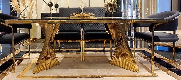 Goldener Luxus Esstisch aus Metall von Casa Padrino #esstisch #tisch #luxus #luxustisch #esszimmer