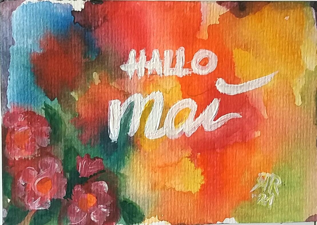 Hallo Mai ! 🌺🌿🌼
#aquarellmalerei #grußkarte #postkarte #geschenkidee #blumengrüße #hallomai 