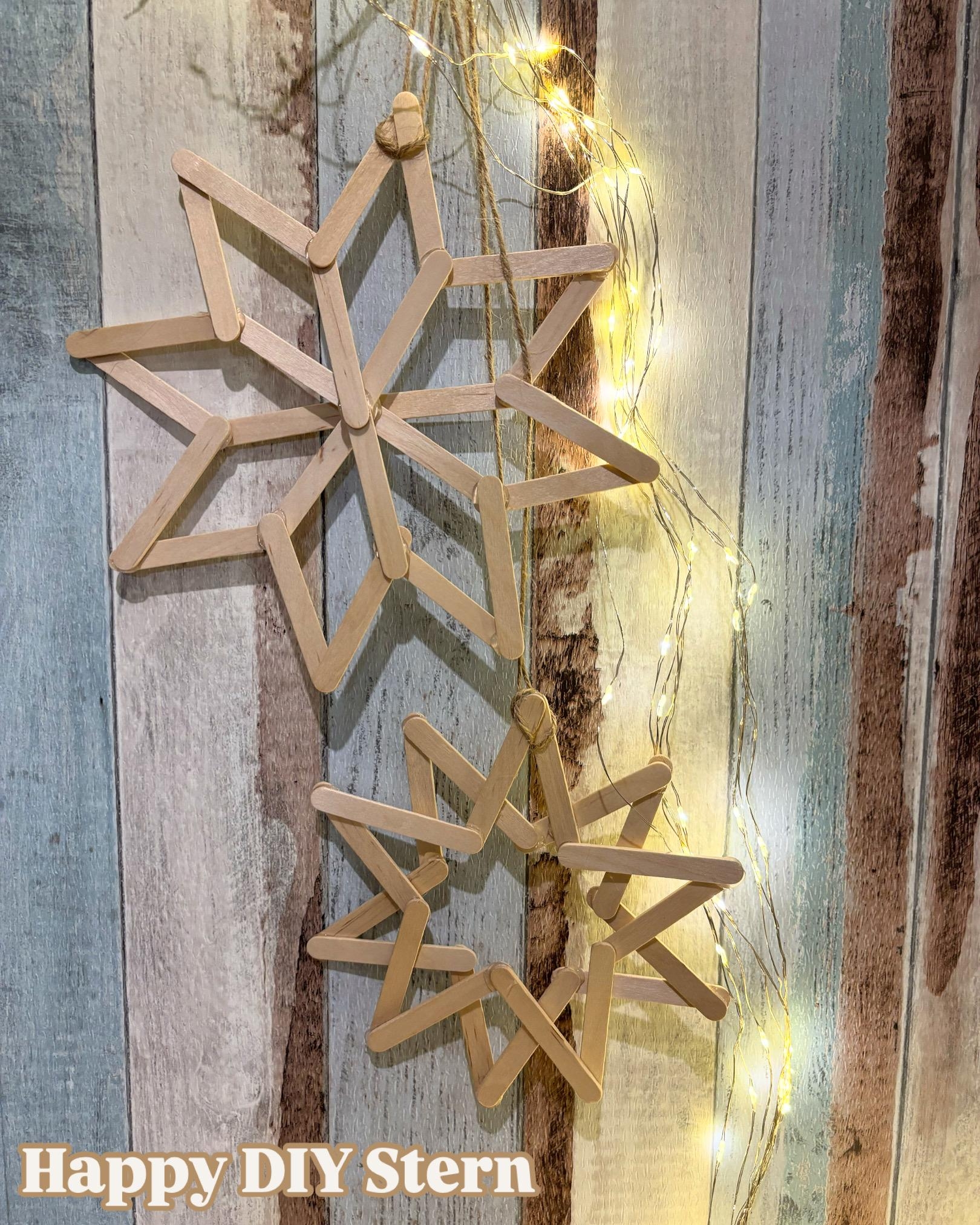 Happy Stern #diy #nordic #hej #sternliebe #holzstäbchen #eisstäbchen #sterne #holzliebe 