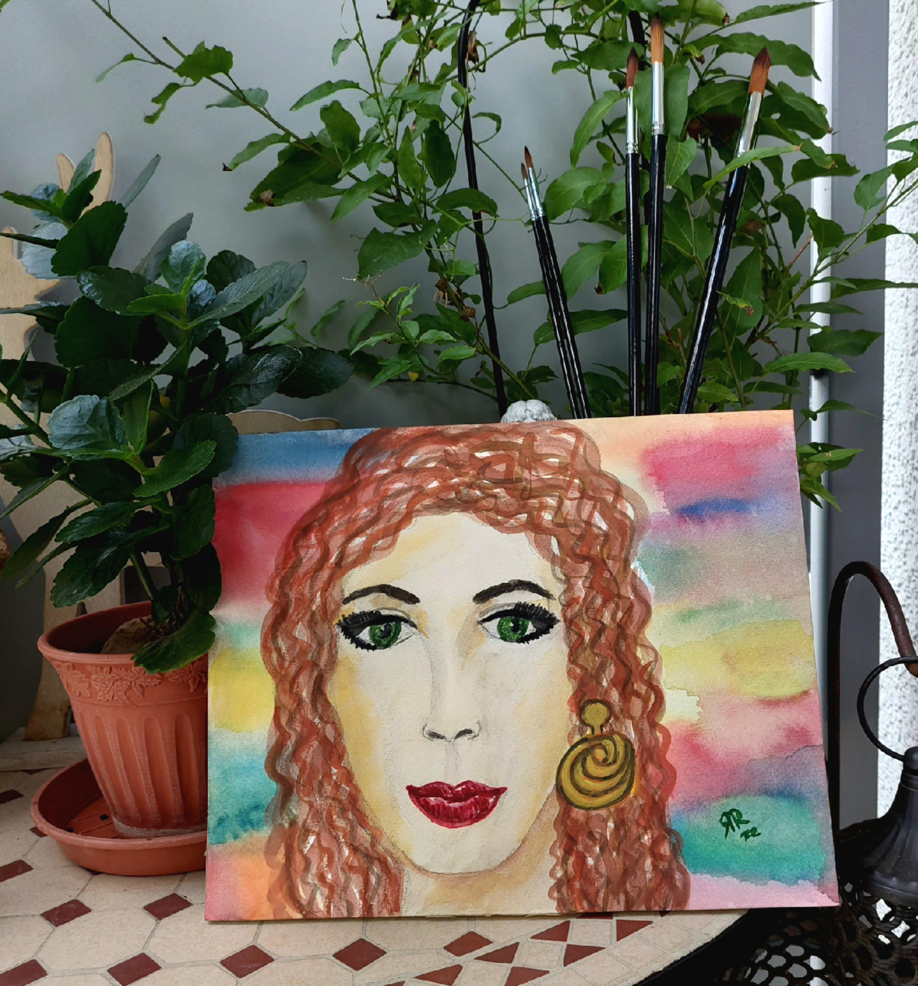 🍁Herbst-Lady #diy
#kunst #aquarell #portrait #herbst #herbstfarbe 
#instagram.com/art_by_rena 