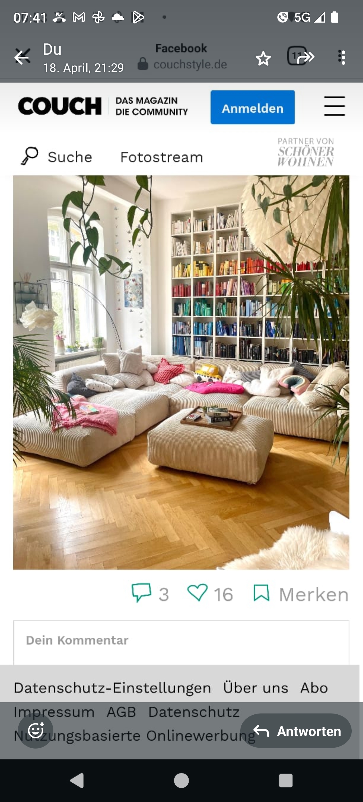 Hi
Habe dieses Sofa hier gesehen und mich schockverliebt! Kann mir jemand helfen und sagen wo ich das kaufen kann? 