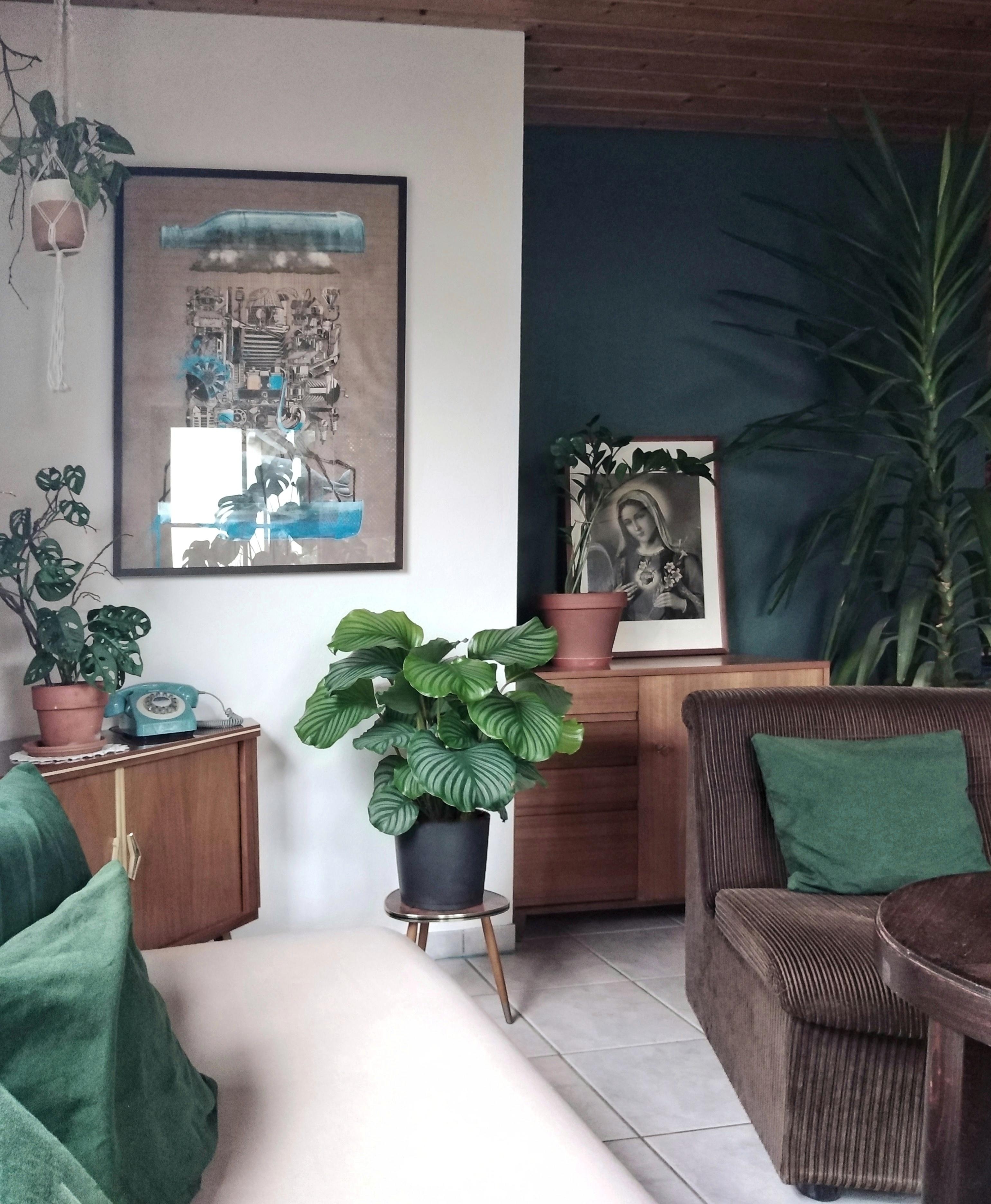 Hier ein wenig #grün und da ein wenig #vintage. 🌿 #wohnzimmer #schönerwohnenfarbe #zimmerpflanzen #pflanzenliebe 
