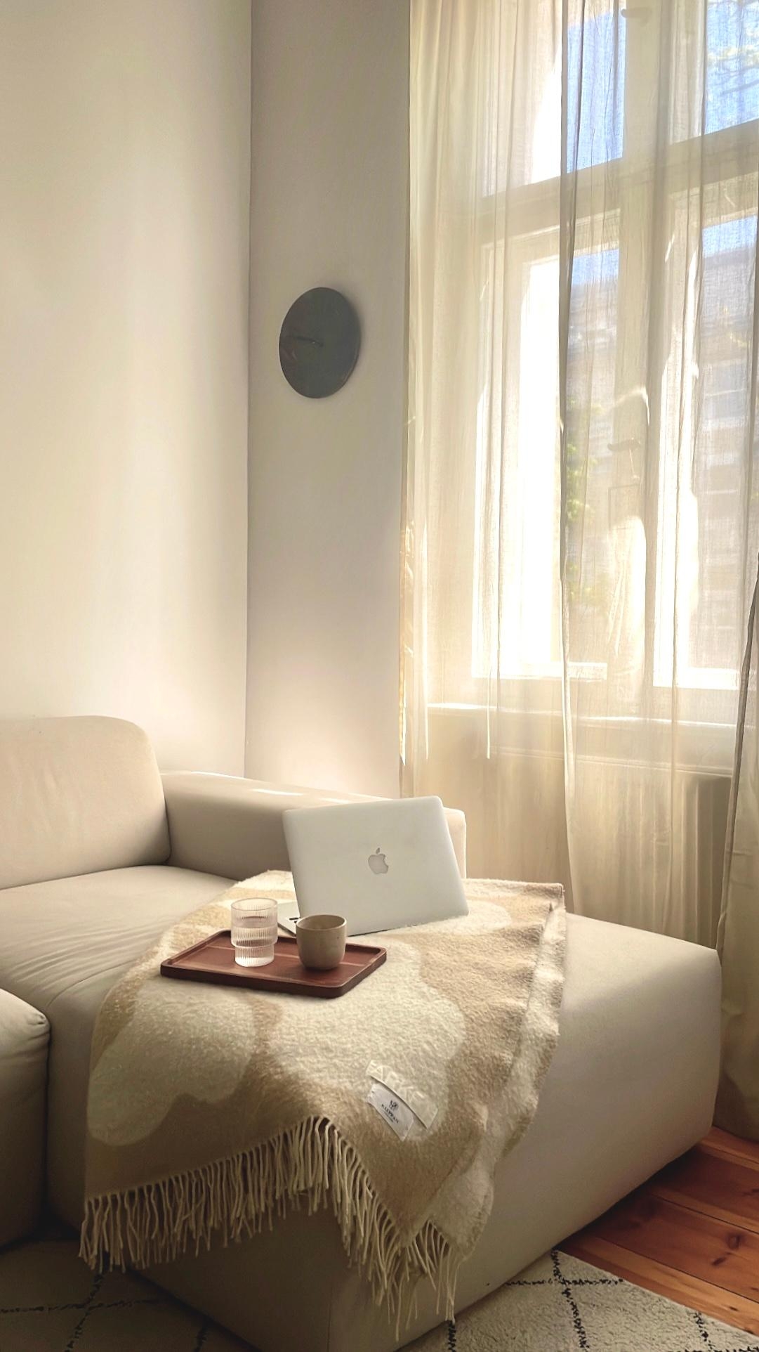 home office setup 
#couch #homeoffice #simpleliving #beigeinterior #minimal 