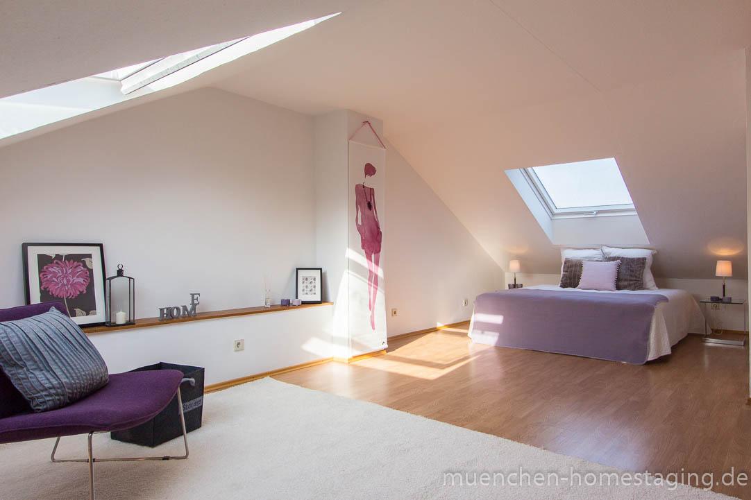 Home Staging mit Beerentönen #dachgeschoss #einrichtungsberatung #beerenton ©Münchner Home Staging Agentur