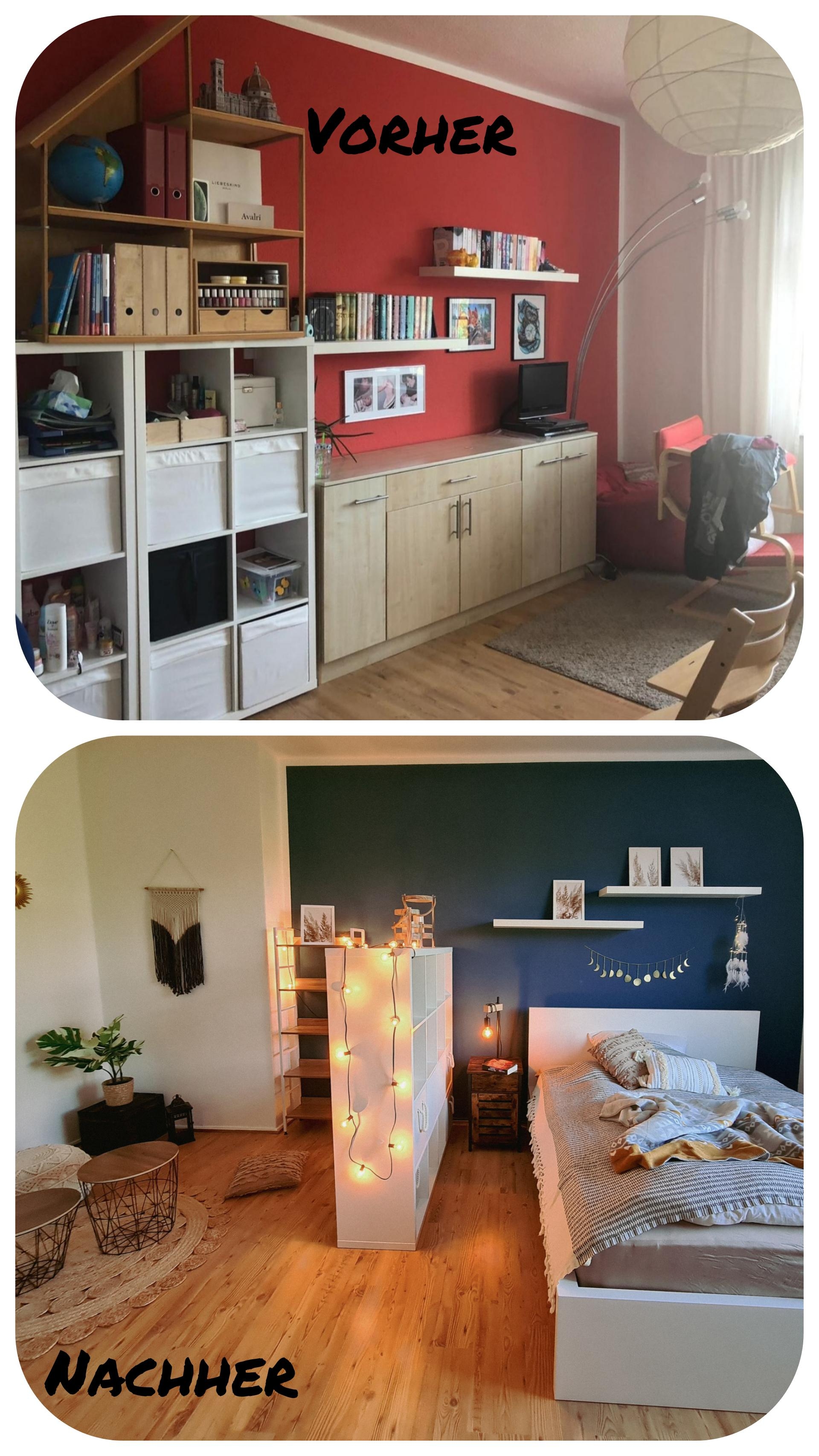 Ich durfte ein Kinderzimmer in ein cooles Jugendzimmer verwandeln. #vorhernachher #teeniezimmer #bohostyle #farbigewände