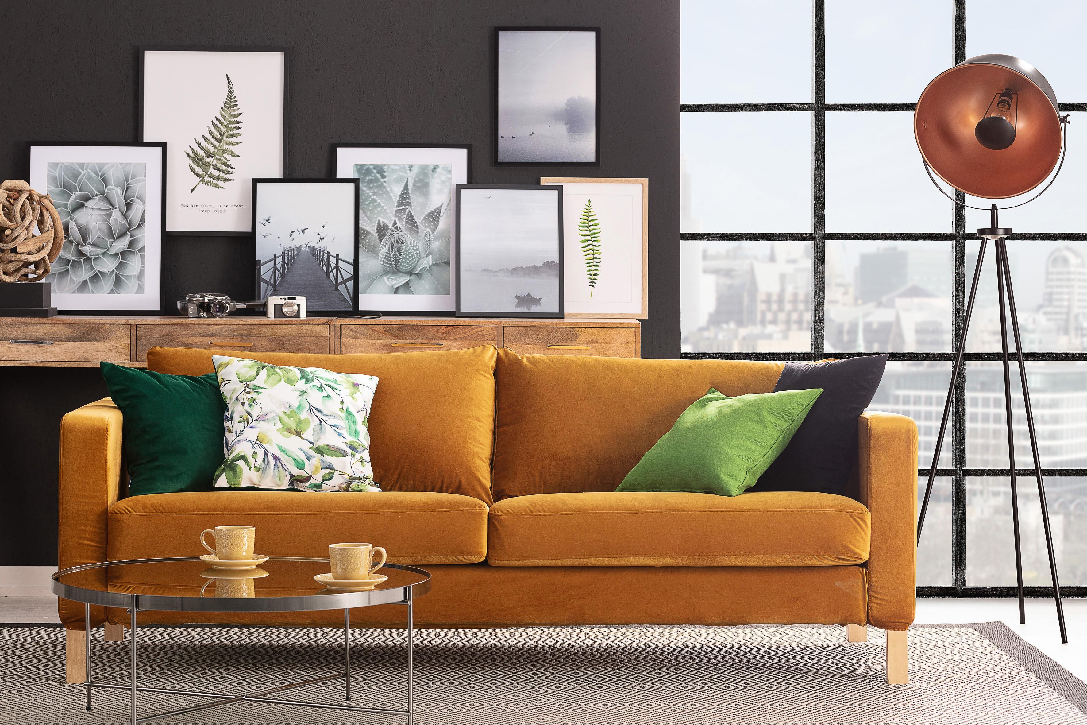 Ikea Sofa Senftfarbiger Bezug Aus Dem Velvet Stoff