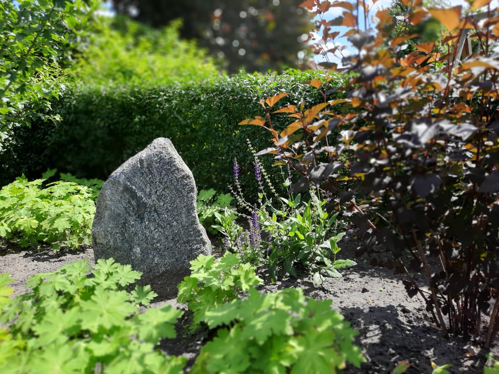Im Beet sieht der Stein so klein aus, war aber ein Kraftakt, ihn aufzustellen... #Garten #Gartendeko