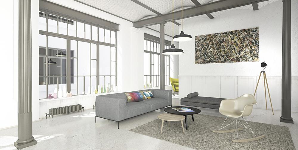 Industrial Style #couchtisch #beistelltisch #teppich #loft #sofa ©Tino Müller
