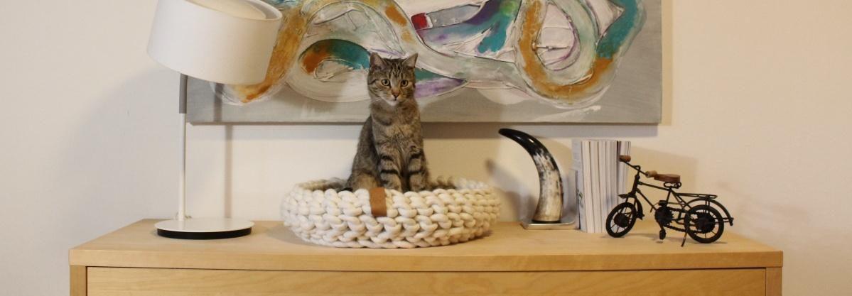Katzen lieben Wolle!
stylisches Accessoires für Ihr Zuhause, Lieblingsplatz für Ihre Katze  #katzenmöbel, #katzenbett, 
