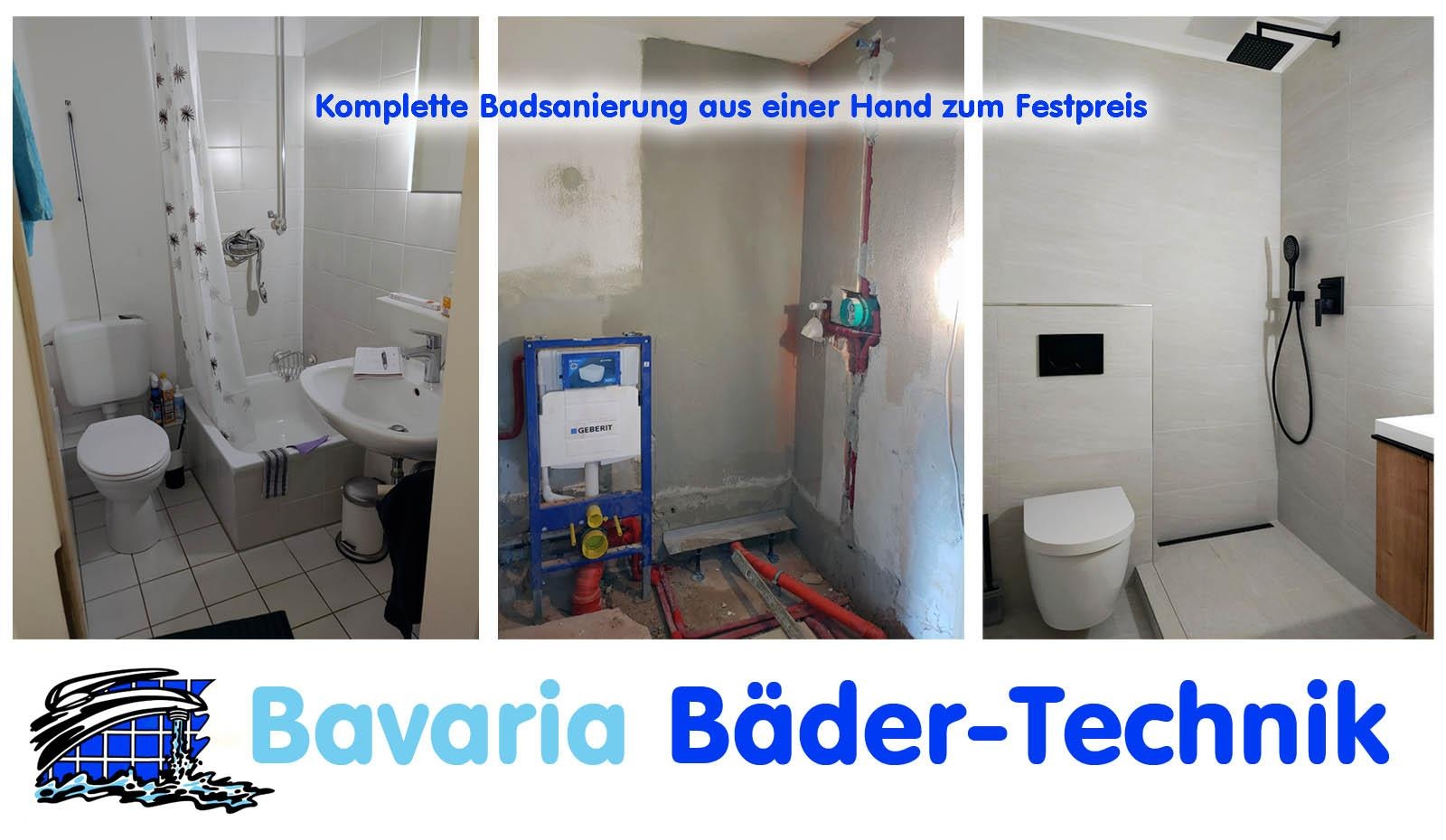 Komplette Badsanierung in München mit gefliestem Duschbereich mit Ablaufrinne und Einbau eines wandhängenden WC's. 
