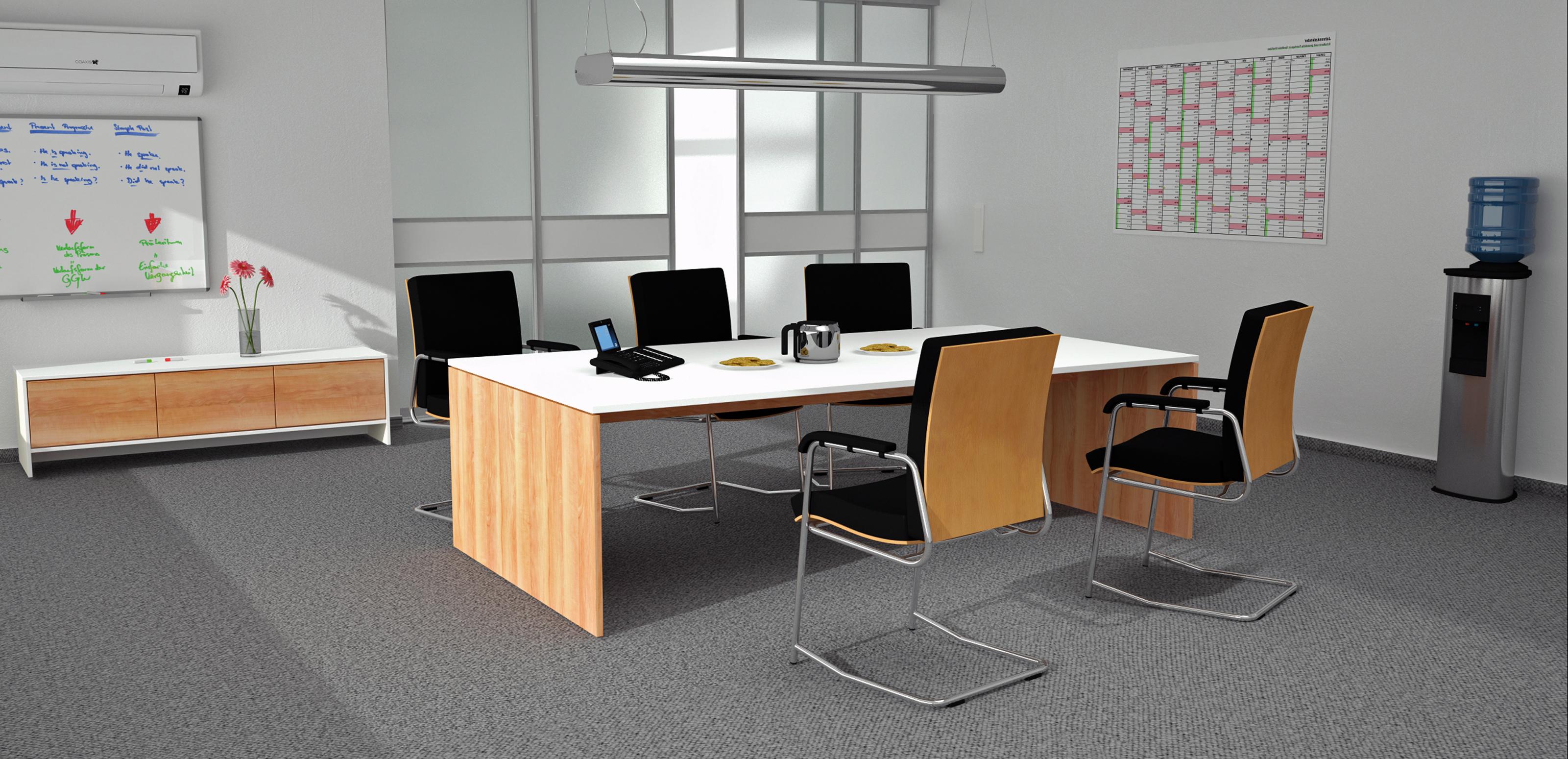 Konferenztisch mit Schiebetür #büro #arbeitstisch ©deinSchrank.de