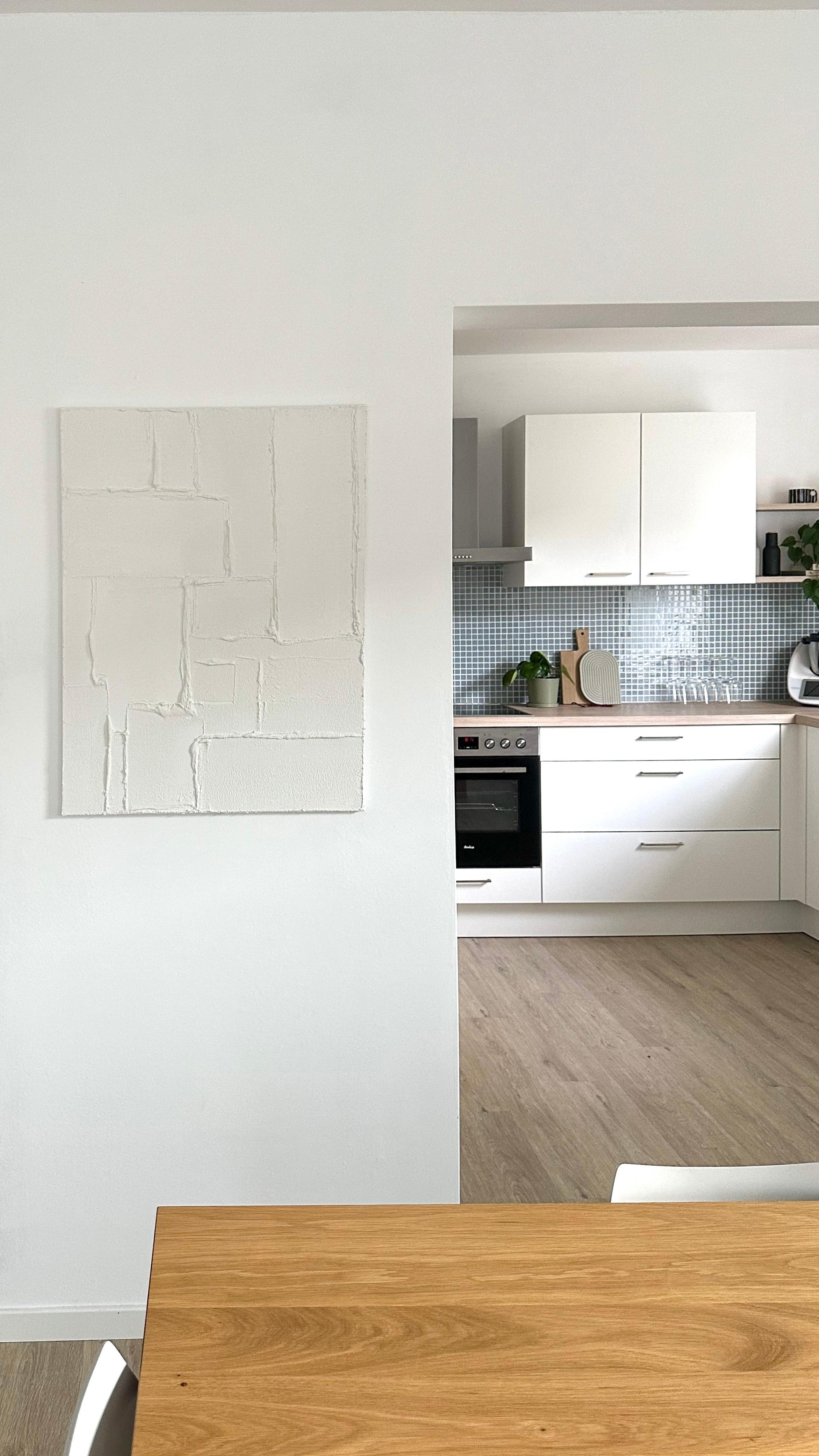 #küche #wohnzimmer #dekoideen #diy #strukturbild #leinwand #selfmade #doityourself #wanddeko #weißedeko