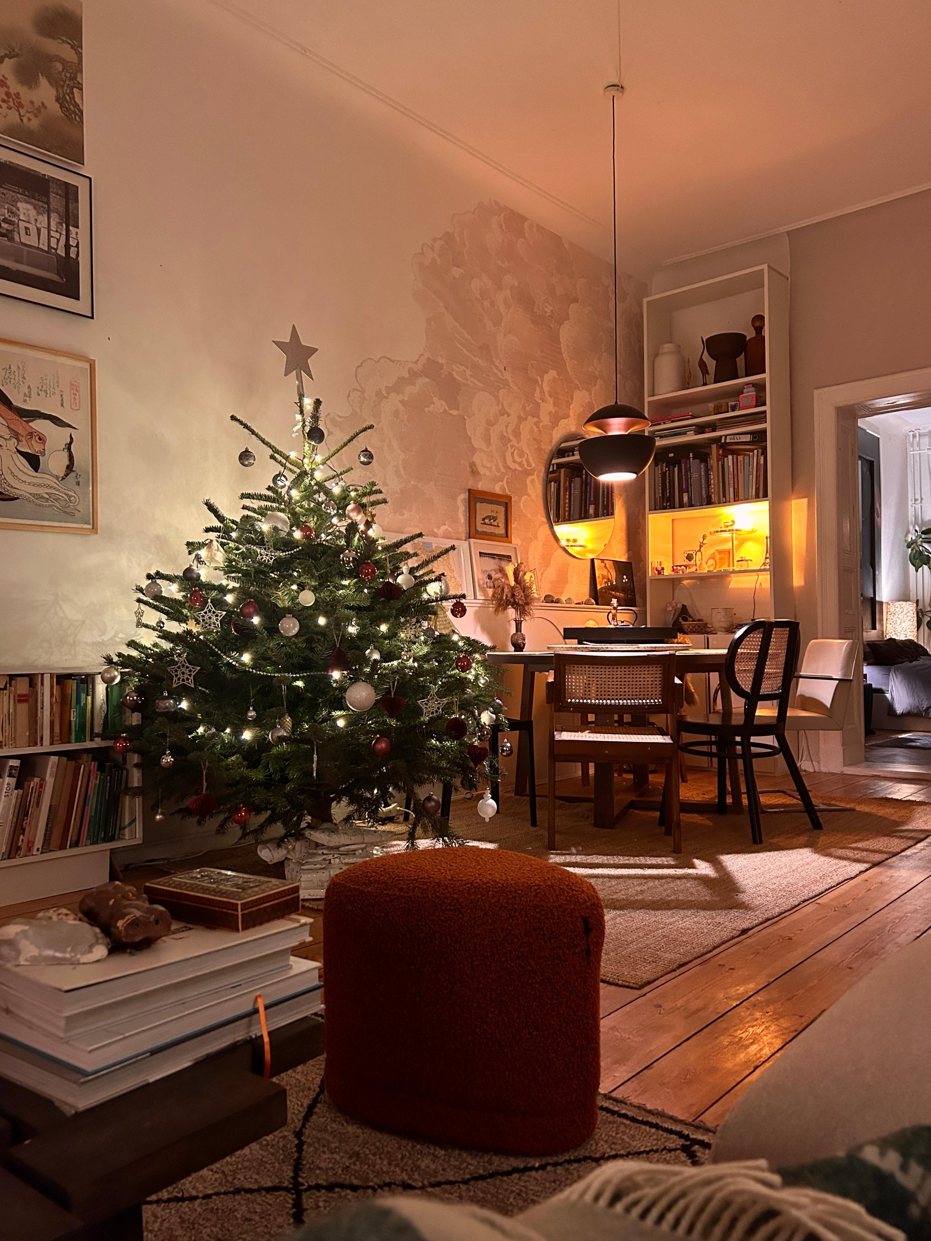Lichtermeer. Allen einen gemütlichen Abend! ♥️🕯️✨ #wohnzimmer #esszimmer #weihnachtsbaum #weihnachtsdeko #altbau 