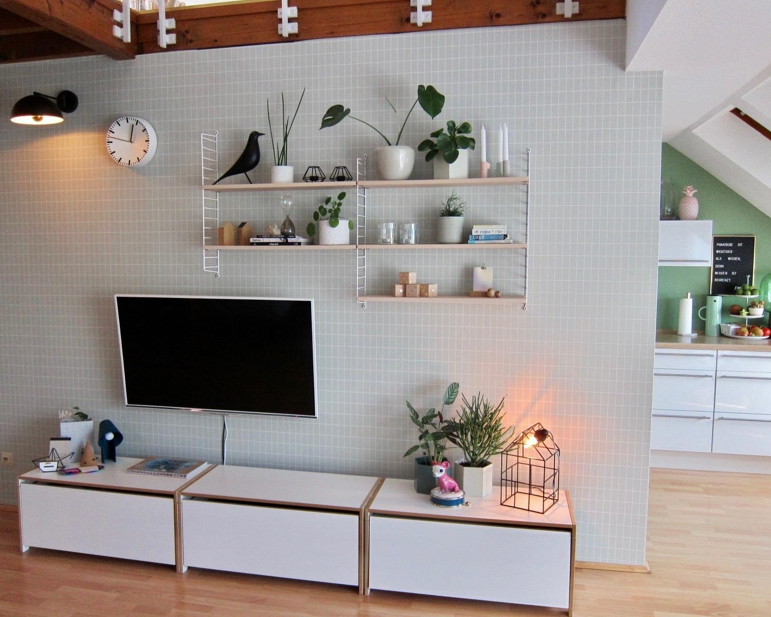 #livingroom #stringshelf #wallpaper