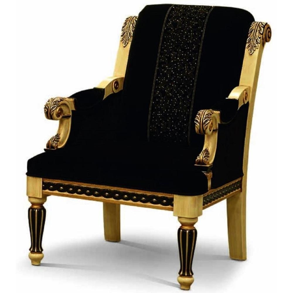 Luxus Empire Barock Sessel in Schwarz Gold von Casa Padrino. Hochwertiger Stilmöbel Sessel aus italienischer Herstellung #casapadrino #möbel #möbelitalien #sessel #luxus