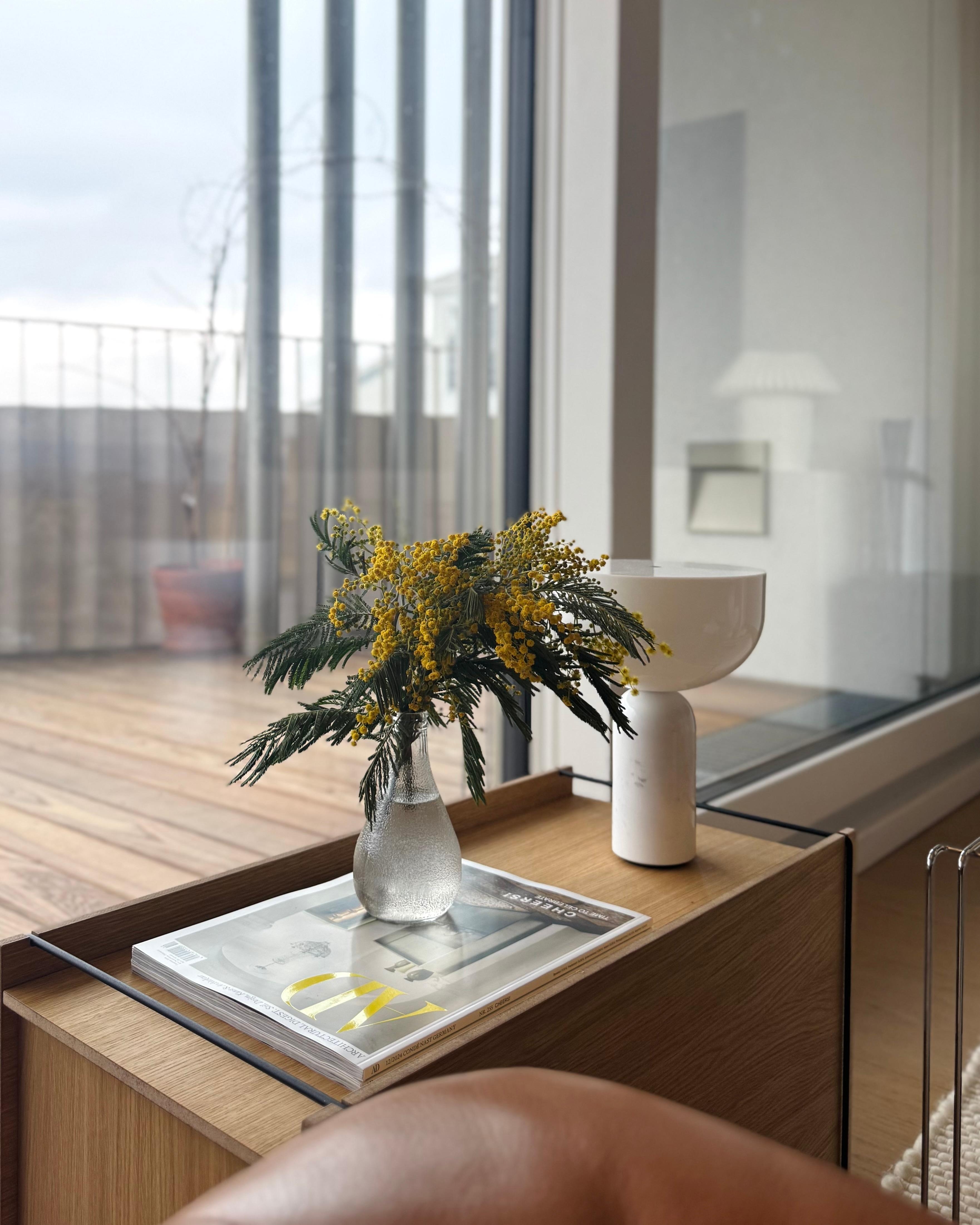 Mimosa 💛

#wohnzimmer #beistelltisch #blumen #mimosen #lampe #tischlampe #terrasse 