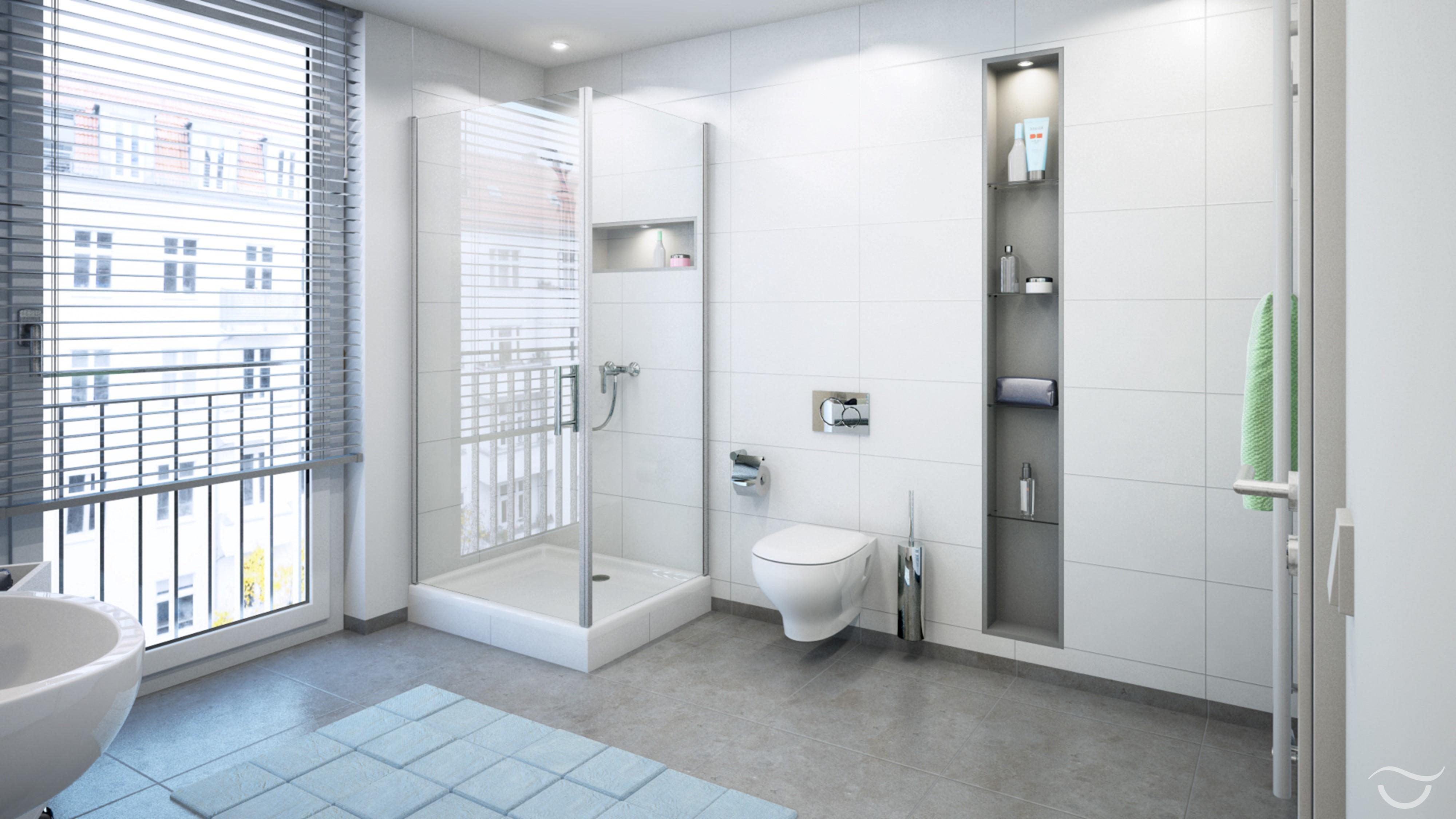 Moderne Dusche im Design Classic Chic #dusche #einbauregal #puristisch ©Banovo GmbH