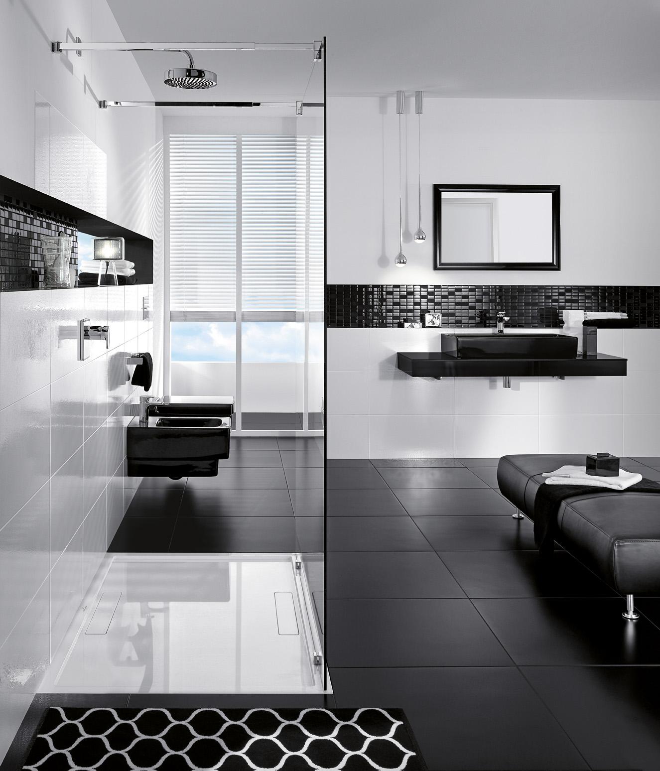 modernes badezimmer in schwarz-weiß #badezimmereinri