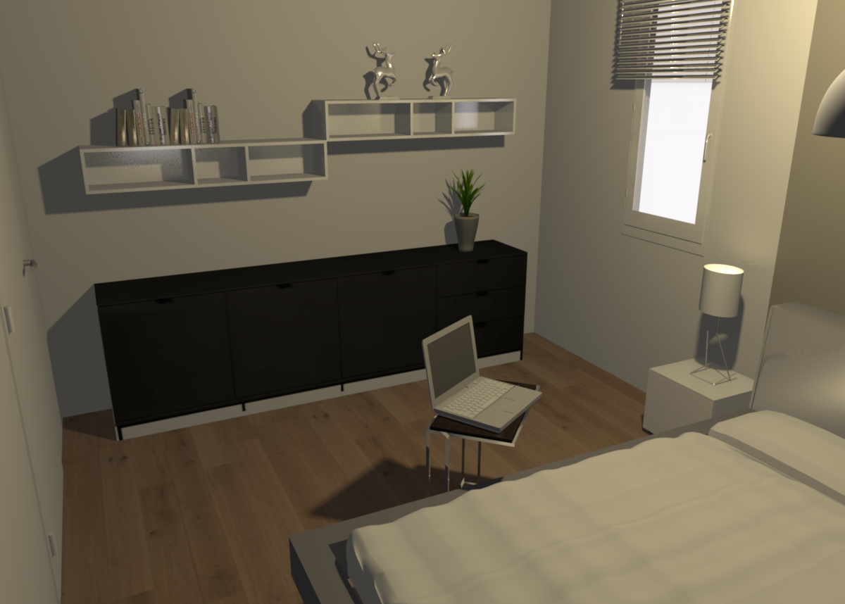 Modernes Schlafzimmer #wandregal #sideboard ©Fashion