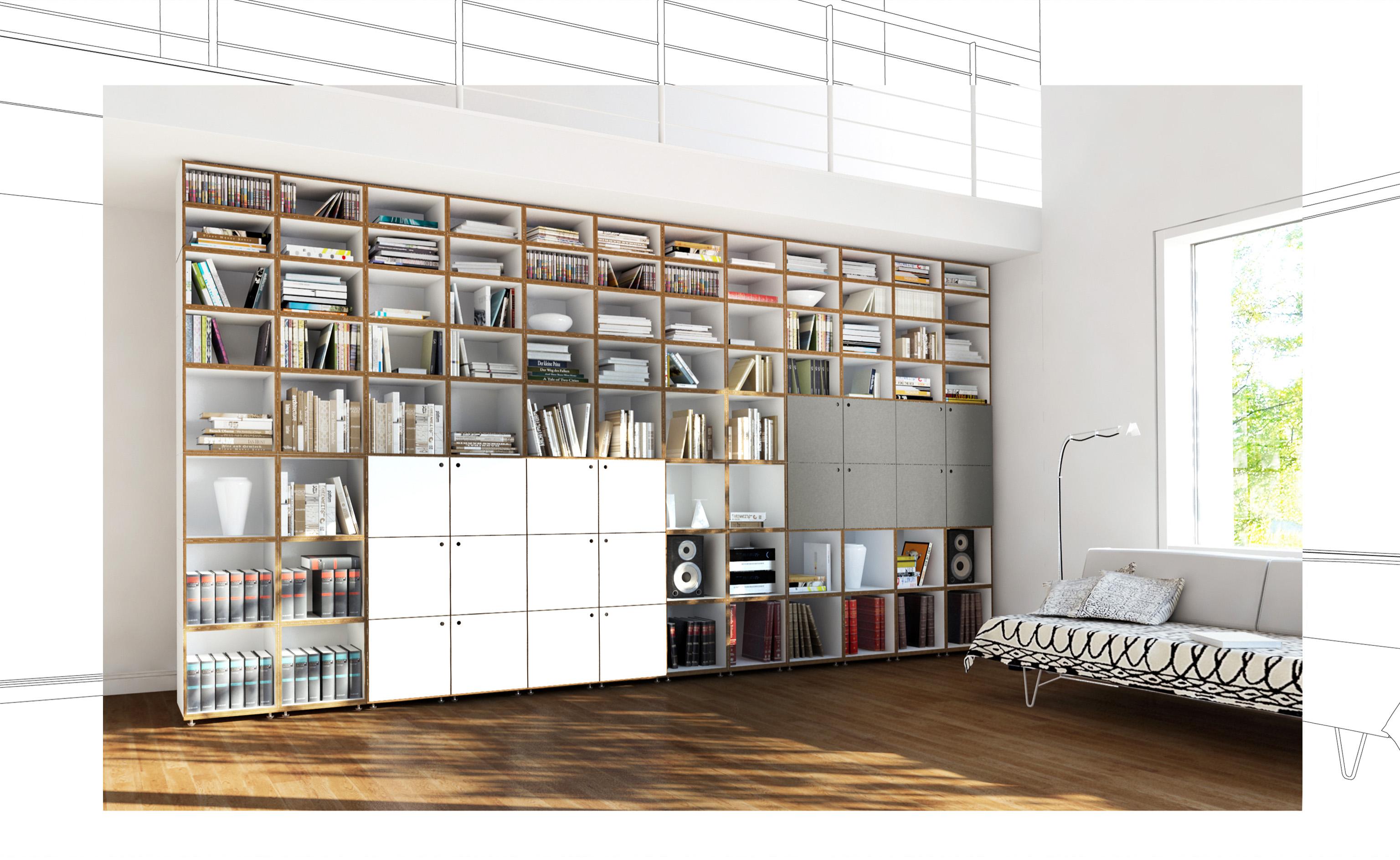 Moduales Bücherregal mit Türen #bücherregal #regalsystem #wohnzimmerregal ©stocubo GmbH
