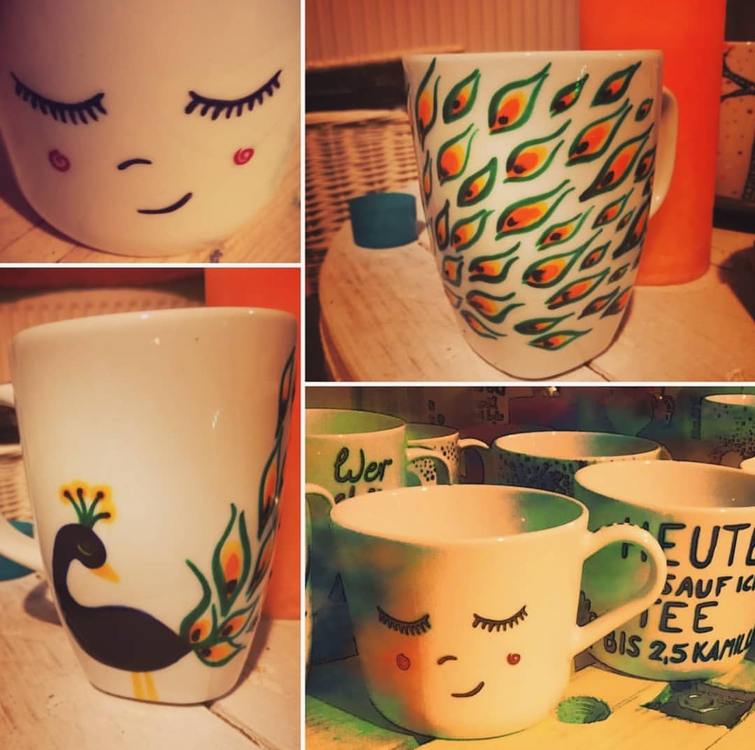 My #Fluffycups ❤ 
Selbstbemalte Tassen mit viel Liebe zum Detail... 
Jede Tasse ist ein Unikat ☕🖌