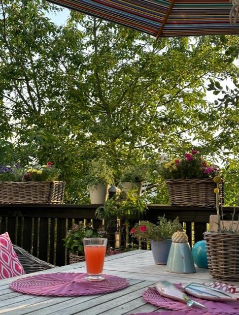Nach der Hitze des Tages -Abendstimmung. #Terrasse #Garten #Blumen