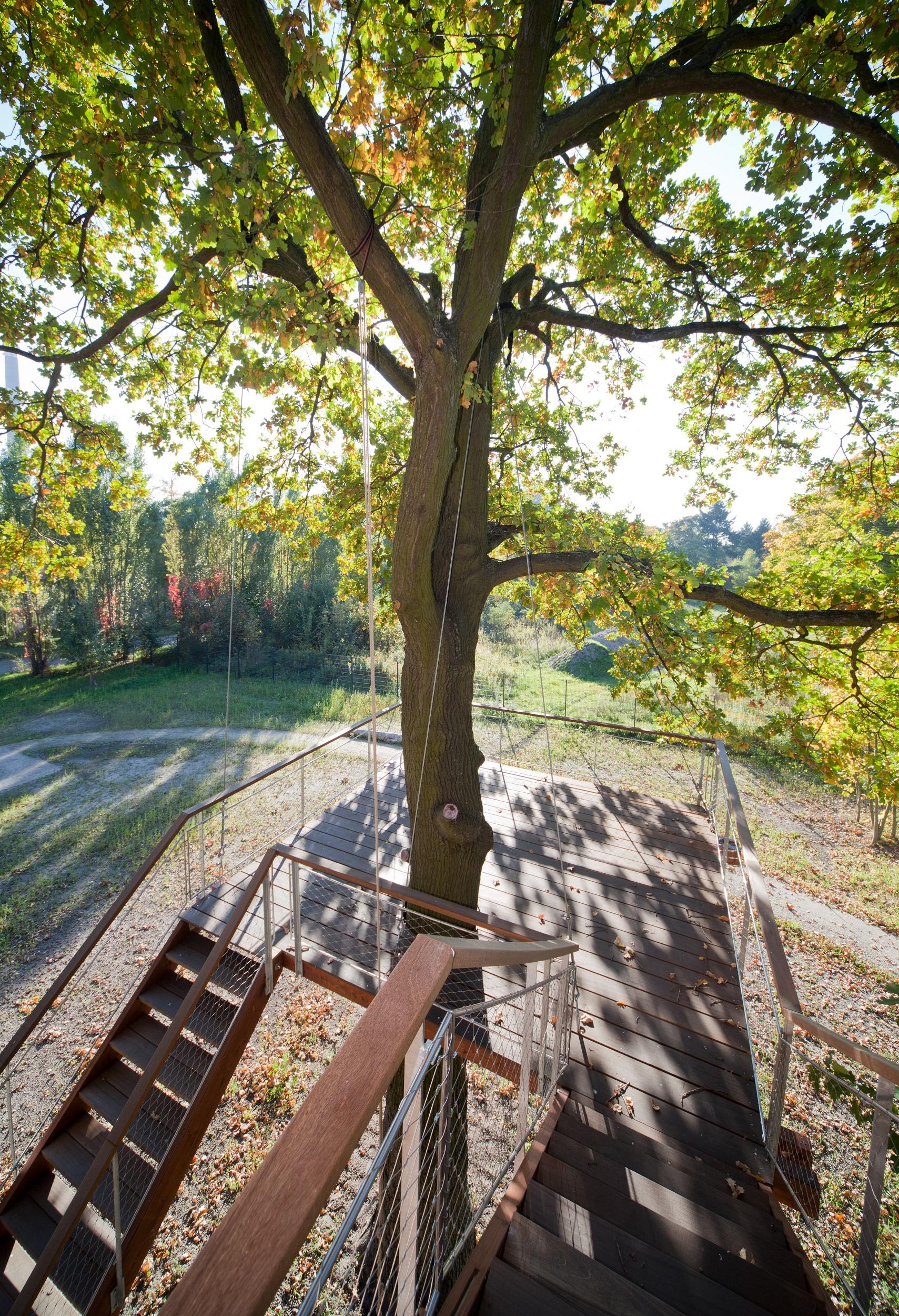 Natürliche Hängeterrasse aus Holz #baumhaus ©baumraum / Markus Bollen