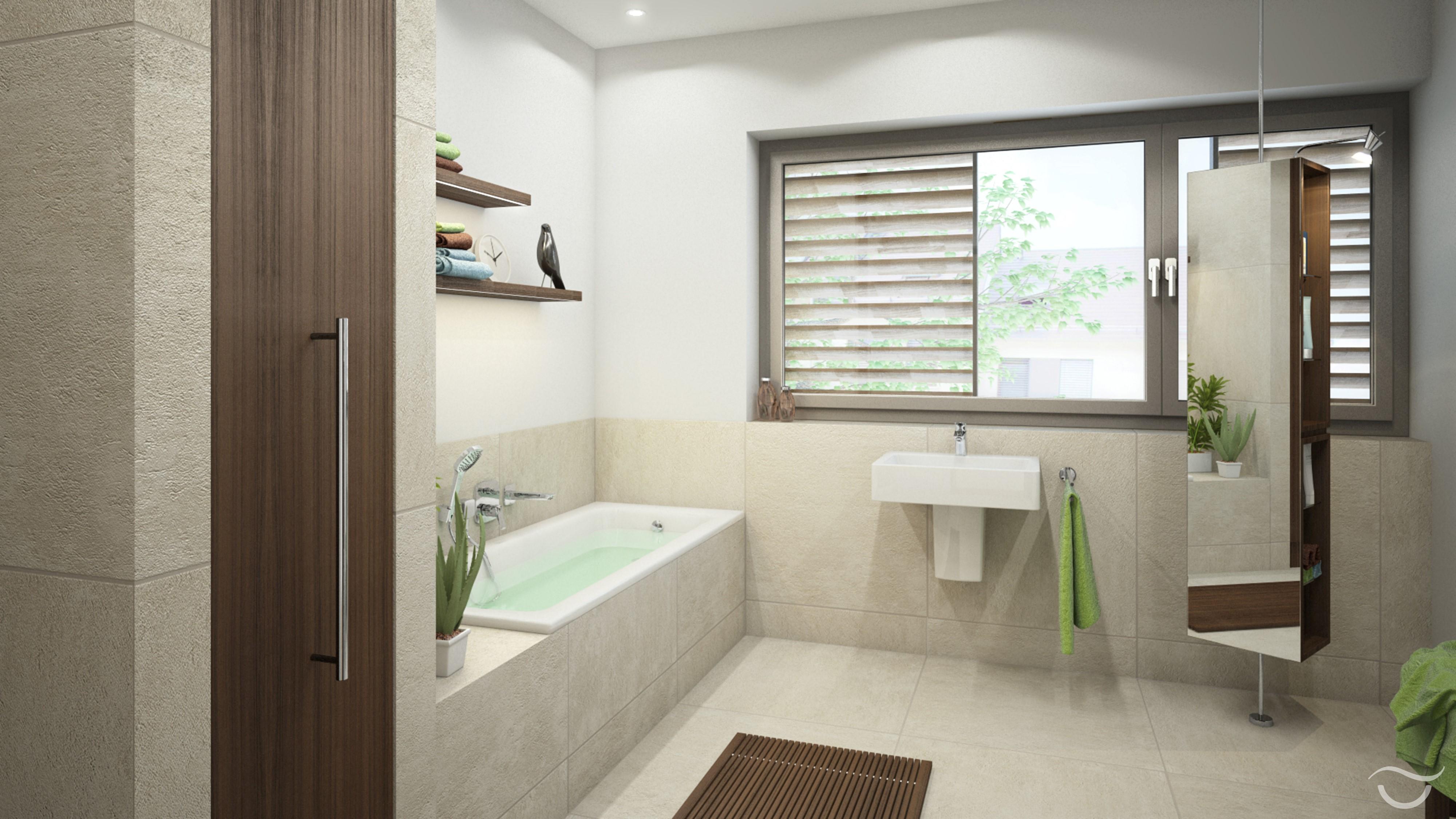 Naturmaterialen bringen Gemütlichkeit ins Bad #badewanne #spiegel #naturstein #waschbecken #einbauschrank ©Banovo GmbH