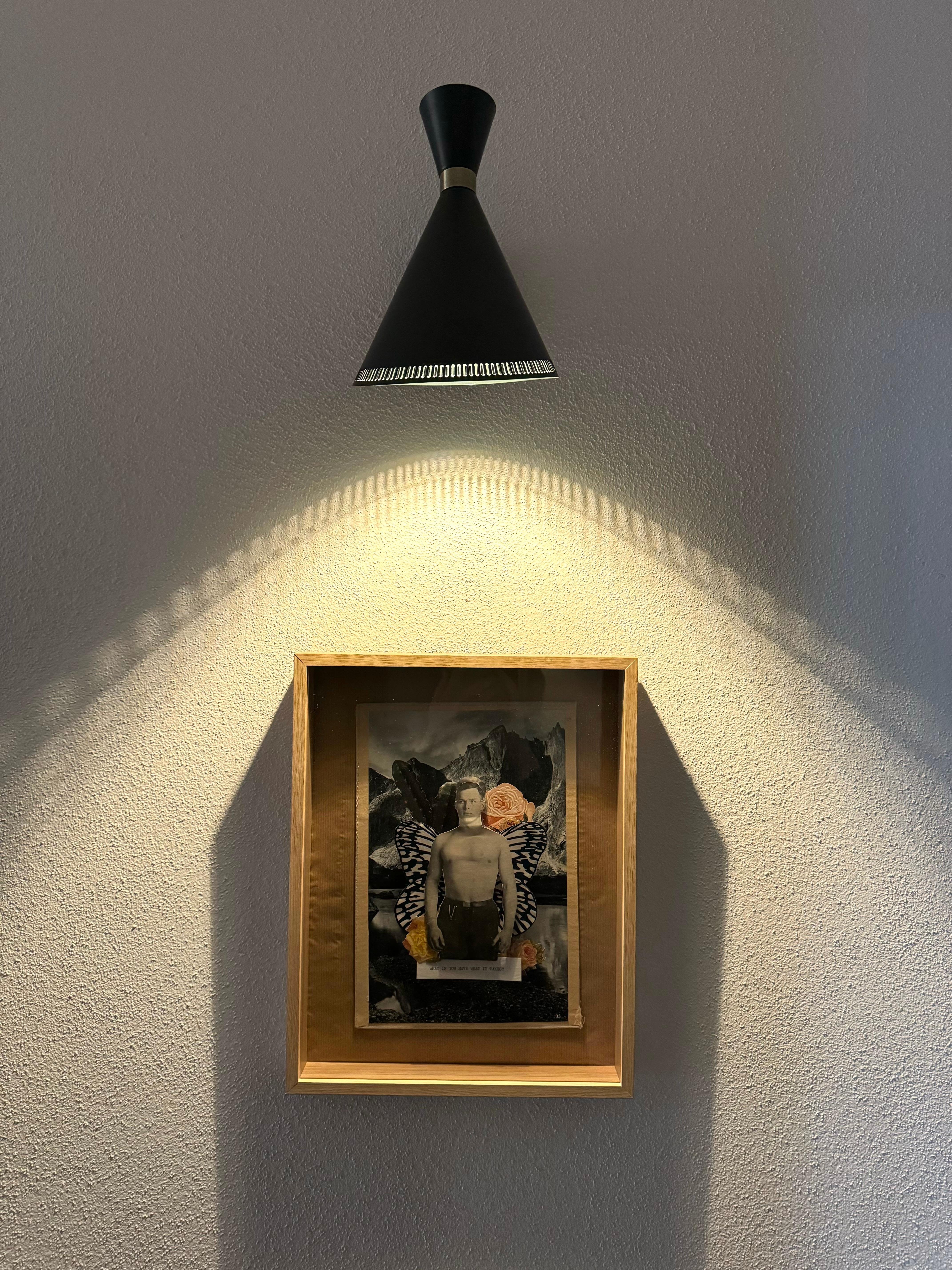  Neue grüne lampe im mid Century Stil  mit eine meiner kleine Collage Kunstwerke 🫶🏼