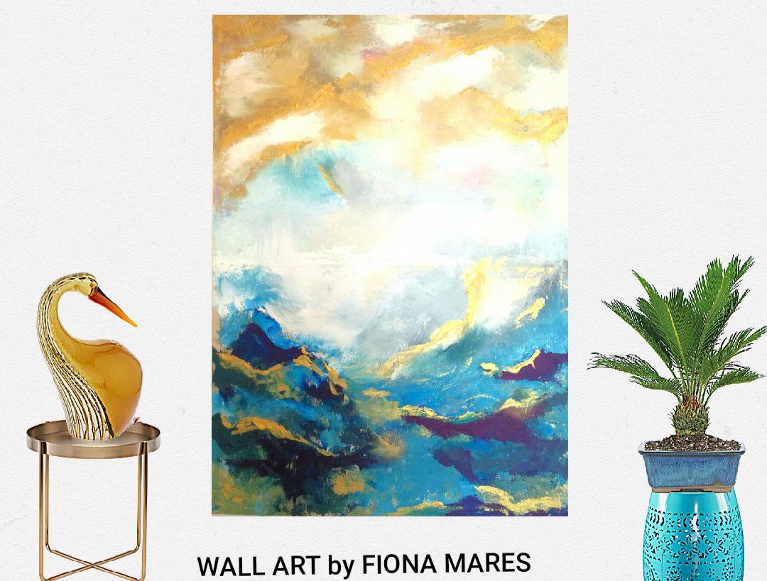 New abstract art! Fresh wall decoration, acrylic colors on canvas frame. Artist FIONA MARES 