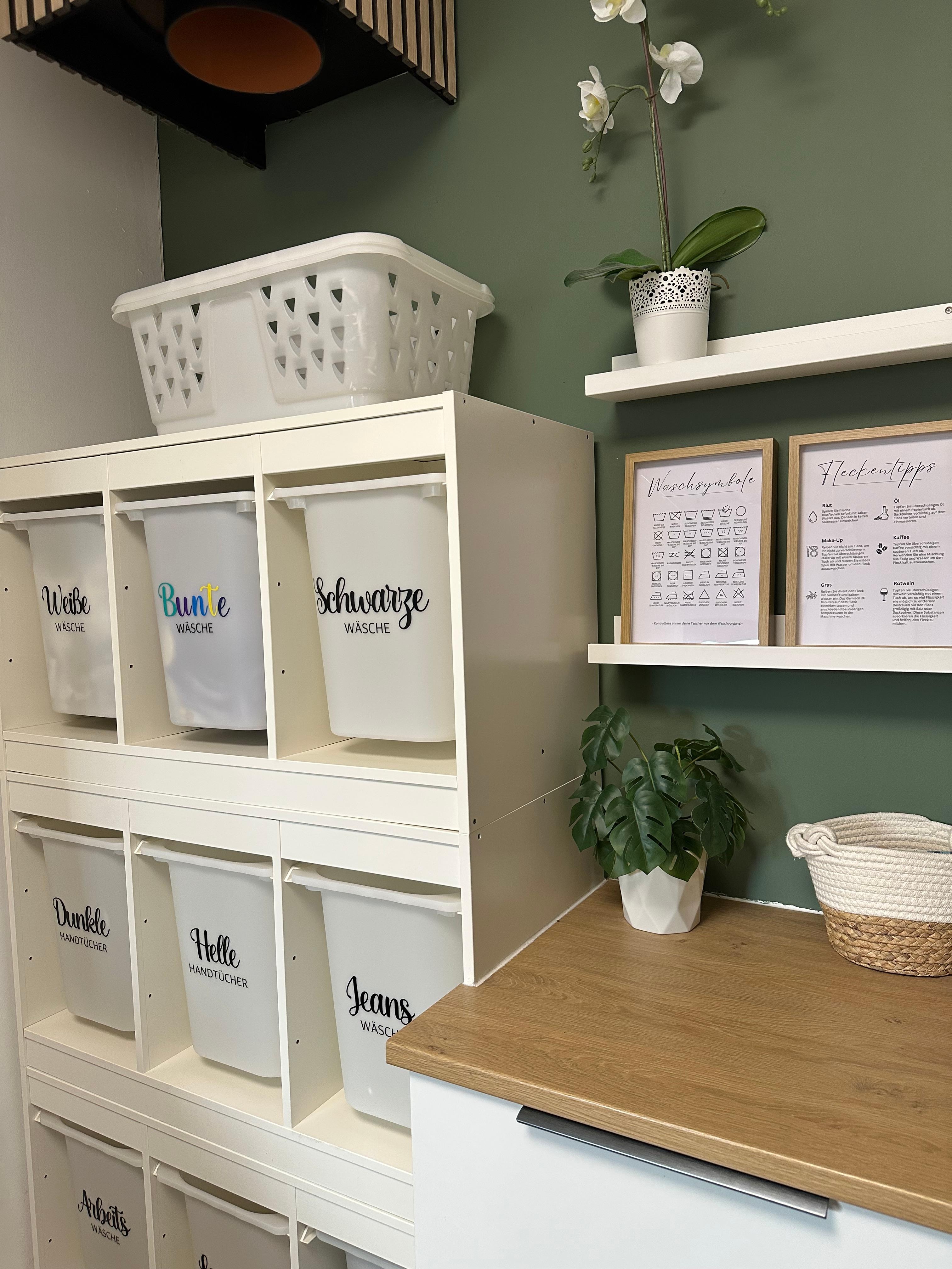 Ordnung trifft Alltag: Unser HWR mit beschrifteten Boxen bringt Struktur und Ruhe in den Wäschewahnsinn. #hwr #waschküche #ordnung #ikeahacks