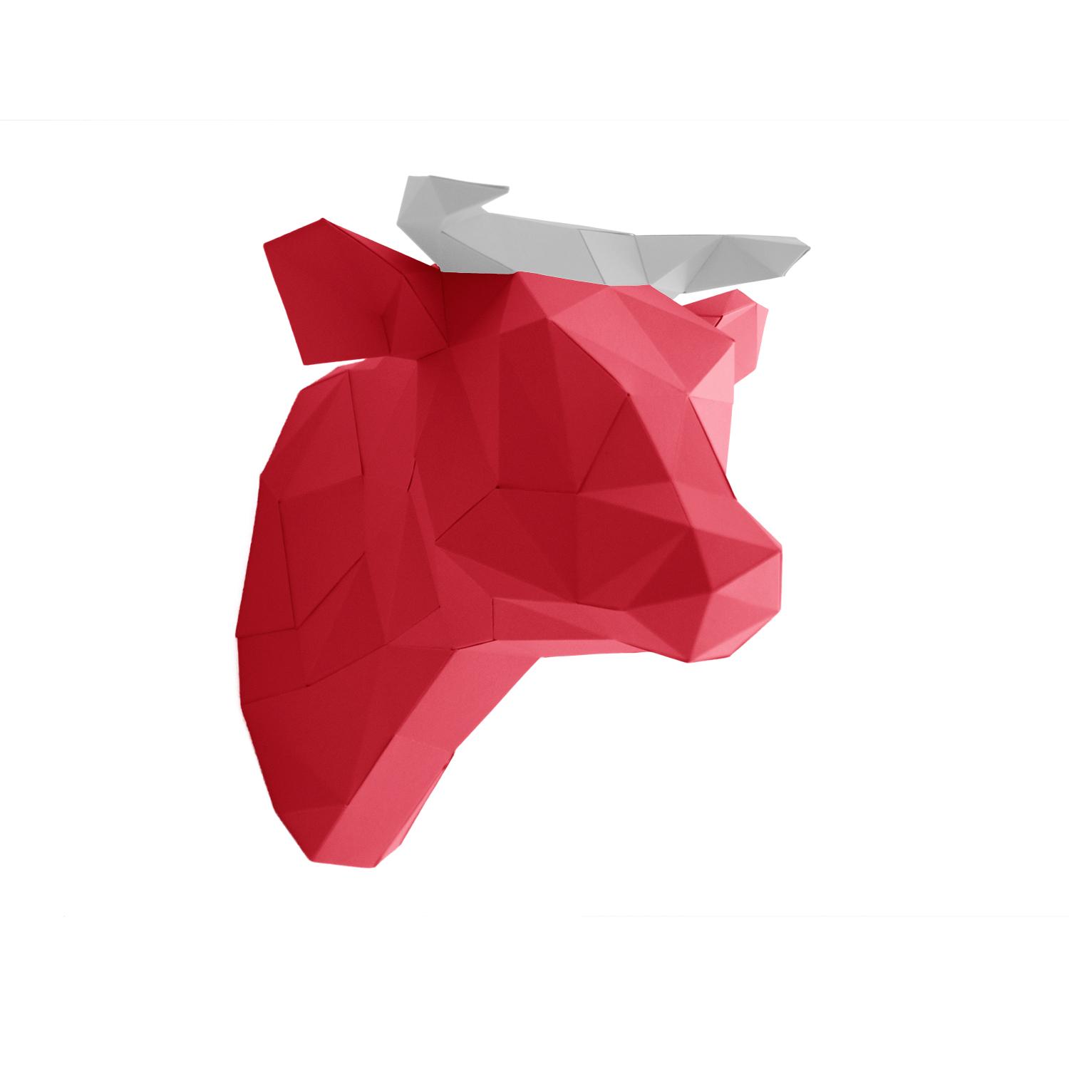 Origami Kuh rot #wanddeko ©PaperShape