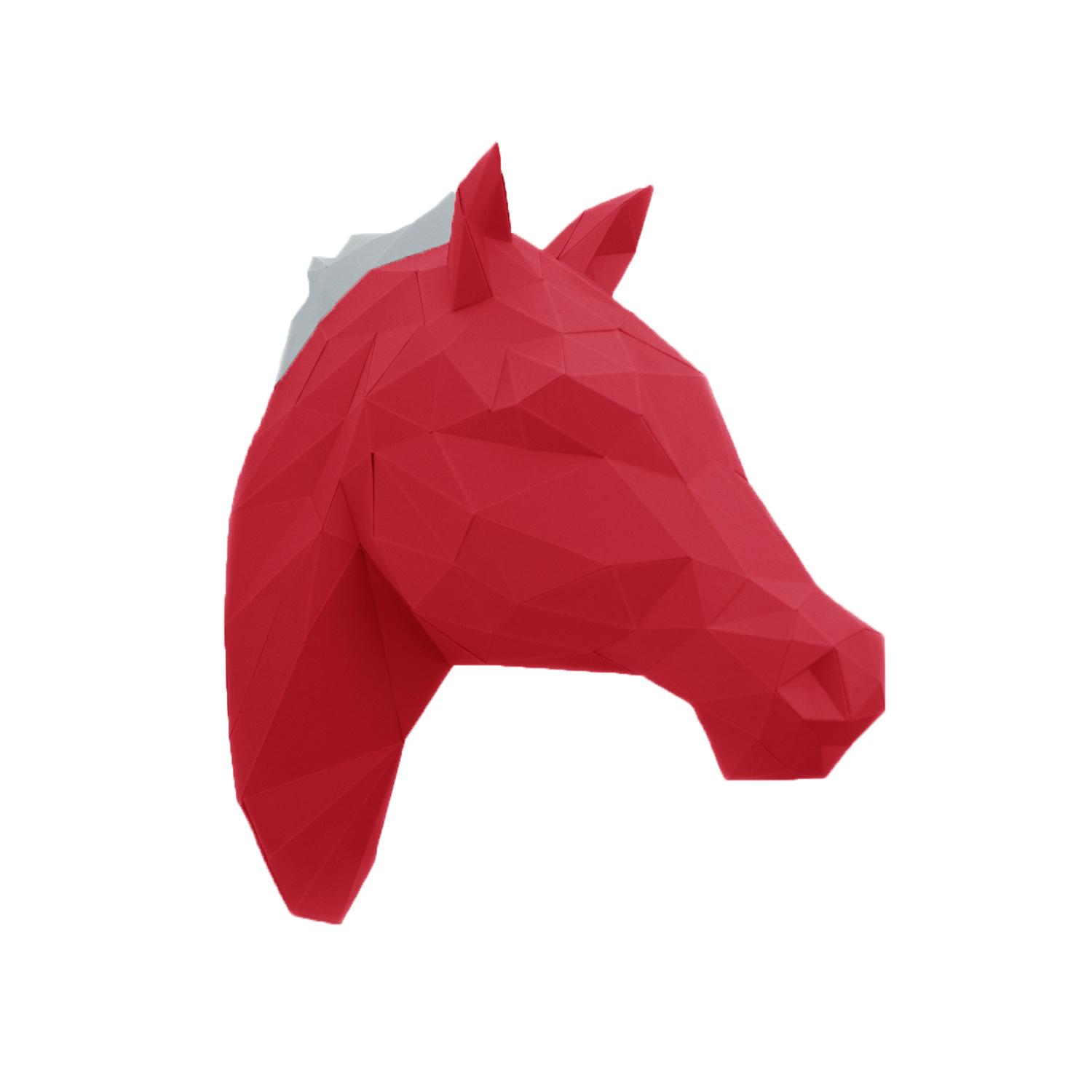 Papierfigur Pferd rot #origami #wanddeko ©PaperShape