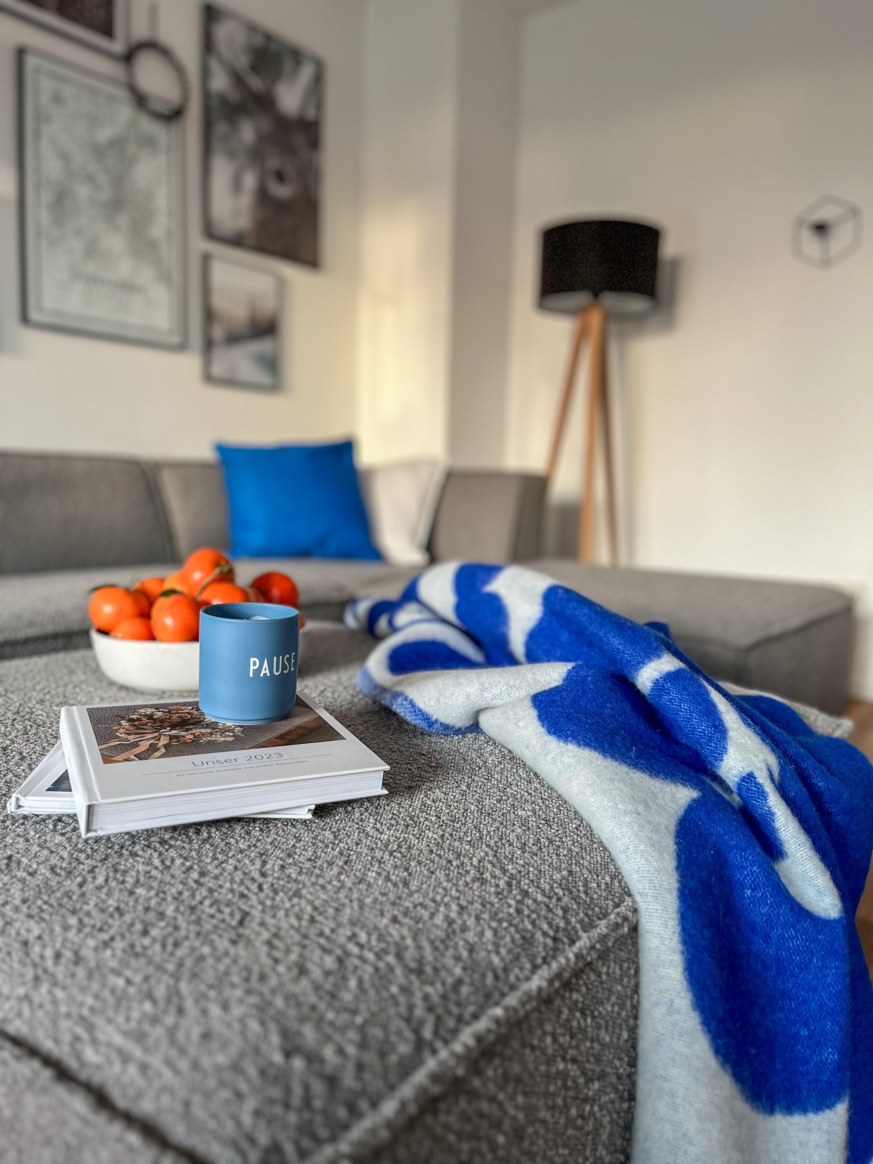 PAUSE 
#wohnzimmer #coffeetablebook #decken #blau #kuscheldecke #gemütlich #homedecor #colourfulhome
