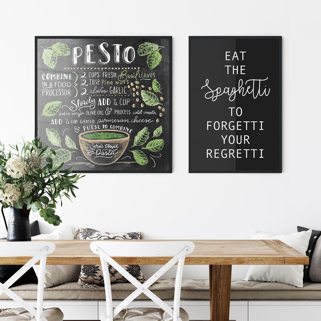 "Pesto Rezept" & "Spaghetti forgetti regretti – schwarz" als gerahmte #Acrylglasbilder 🌿

#küchendeko #posterlounge