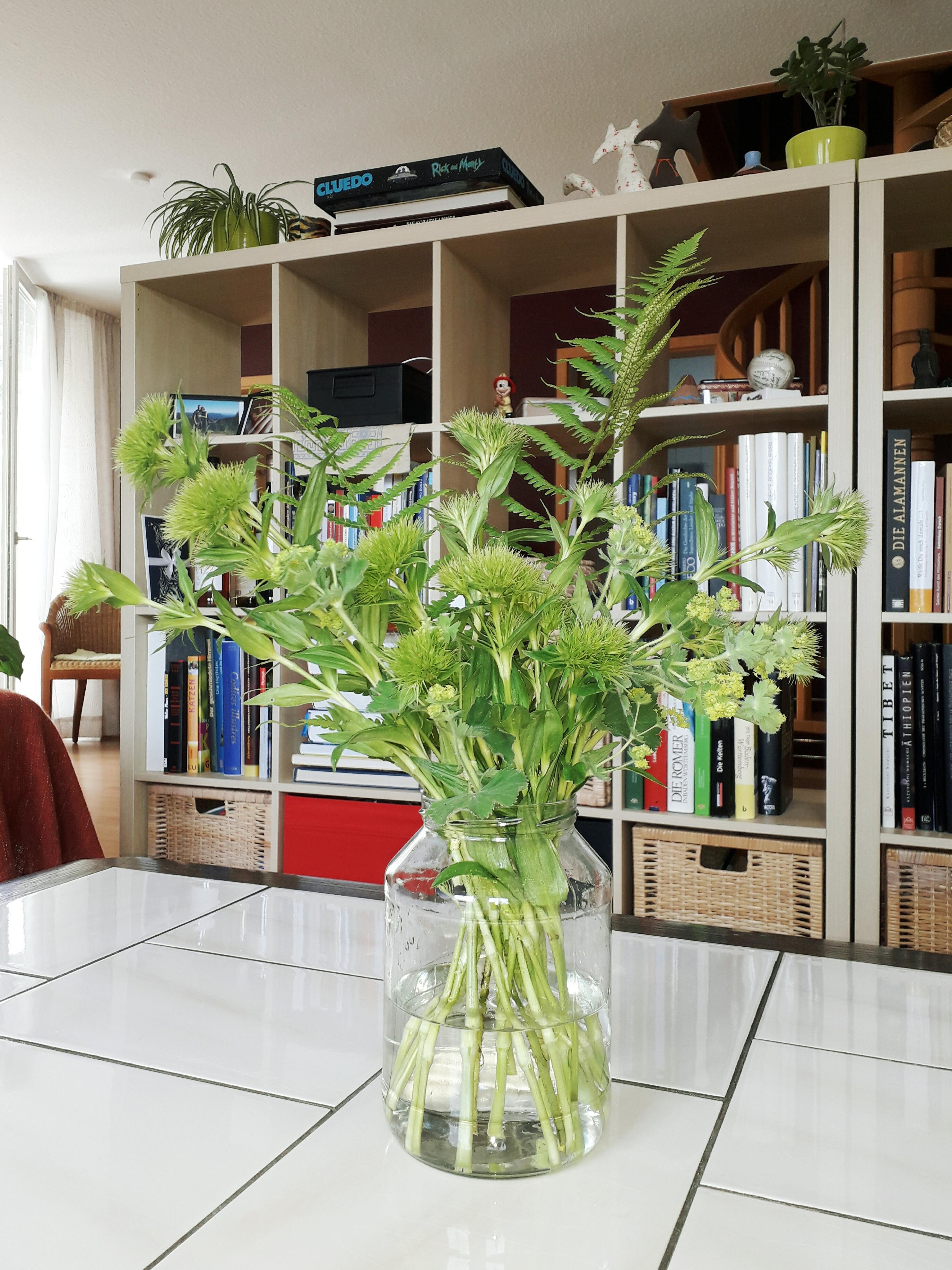 #pflanzen #grün #vase #glasvase #wohnzimmer #couchtisch #kallax #regal #blumendeko