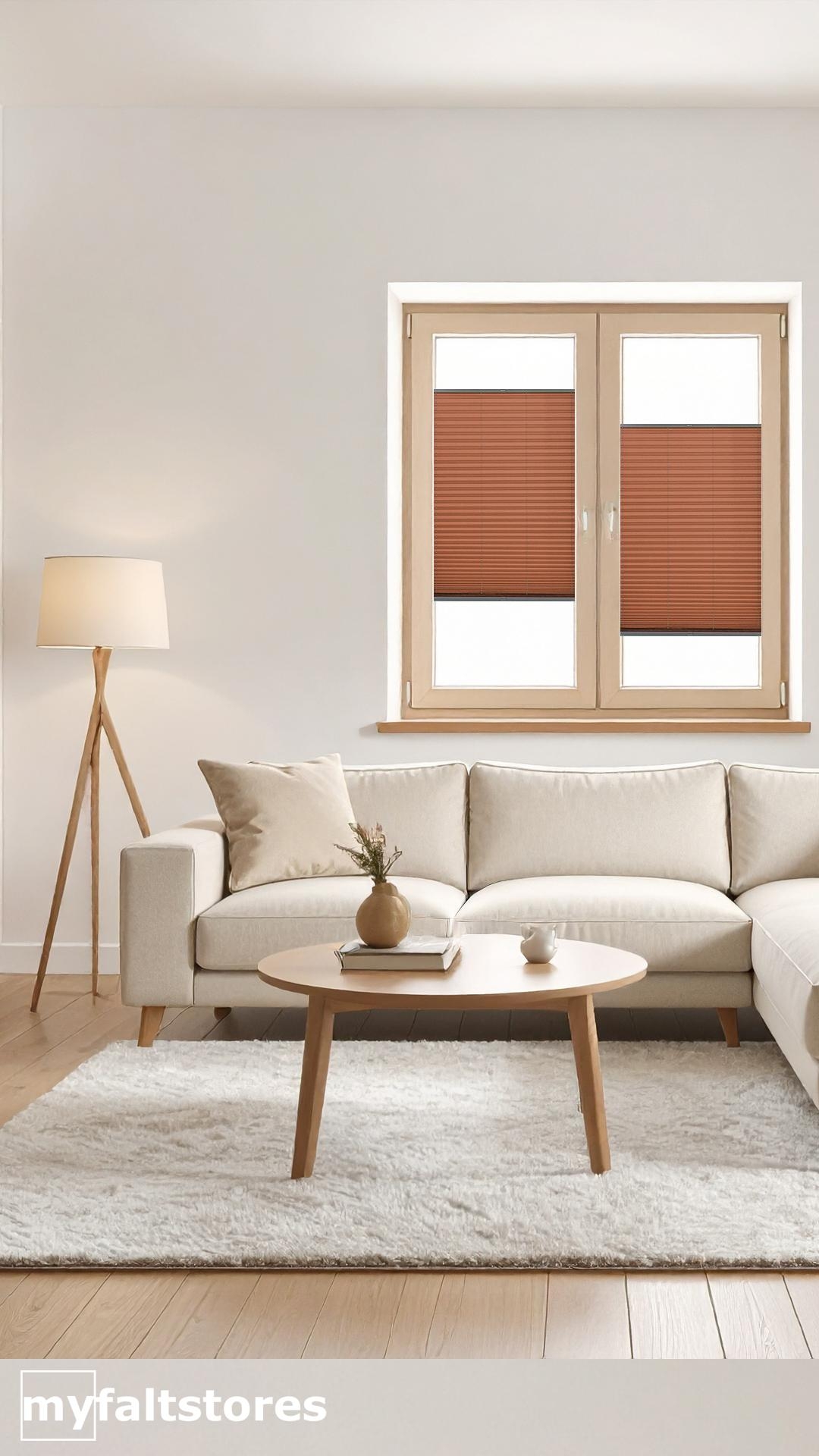 Plissee Styles im Wunschmaß. Faltenschönes Ambiente ohne Chi Chi. #plissee #sofa #stehlampe #teppich #skandistyle #parkett