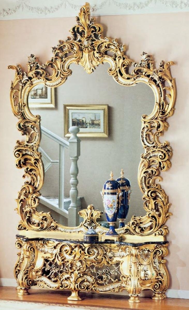 Prachtvolle handgefertigte Barock Konsole von Casa Padrino #spiegelkonsole #gold #barock #spiegel #barockspiegel
