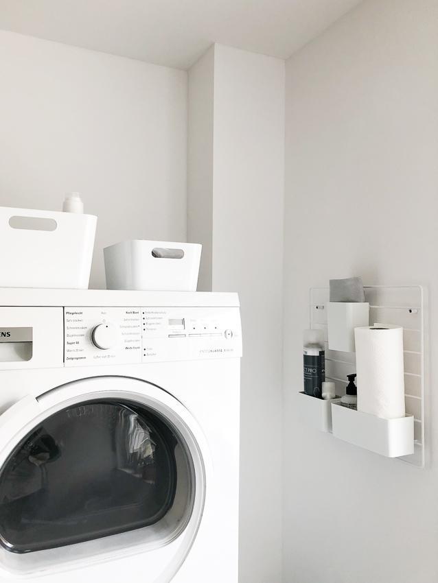 Praktisch & schön ♡ #waschmaschine #hwr #hauswirtschaftsraum #scandi #stringorganizer #waschraum #nützlich 