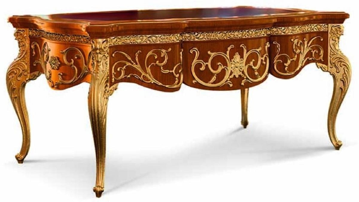 Prunkvoller Luxus Barock Sekretär aus Massivholz mit goldenen Metallapplikationen von Casa Padrino aus Italien #barock #sekretär #barockmöbel #barockinterior #luxus