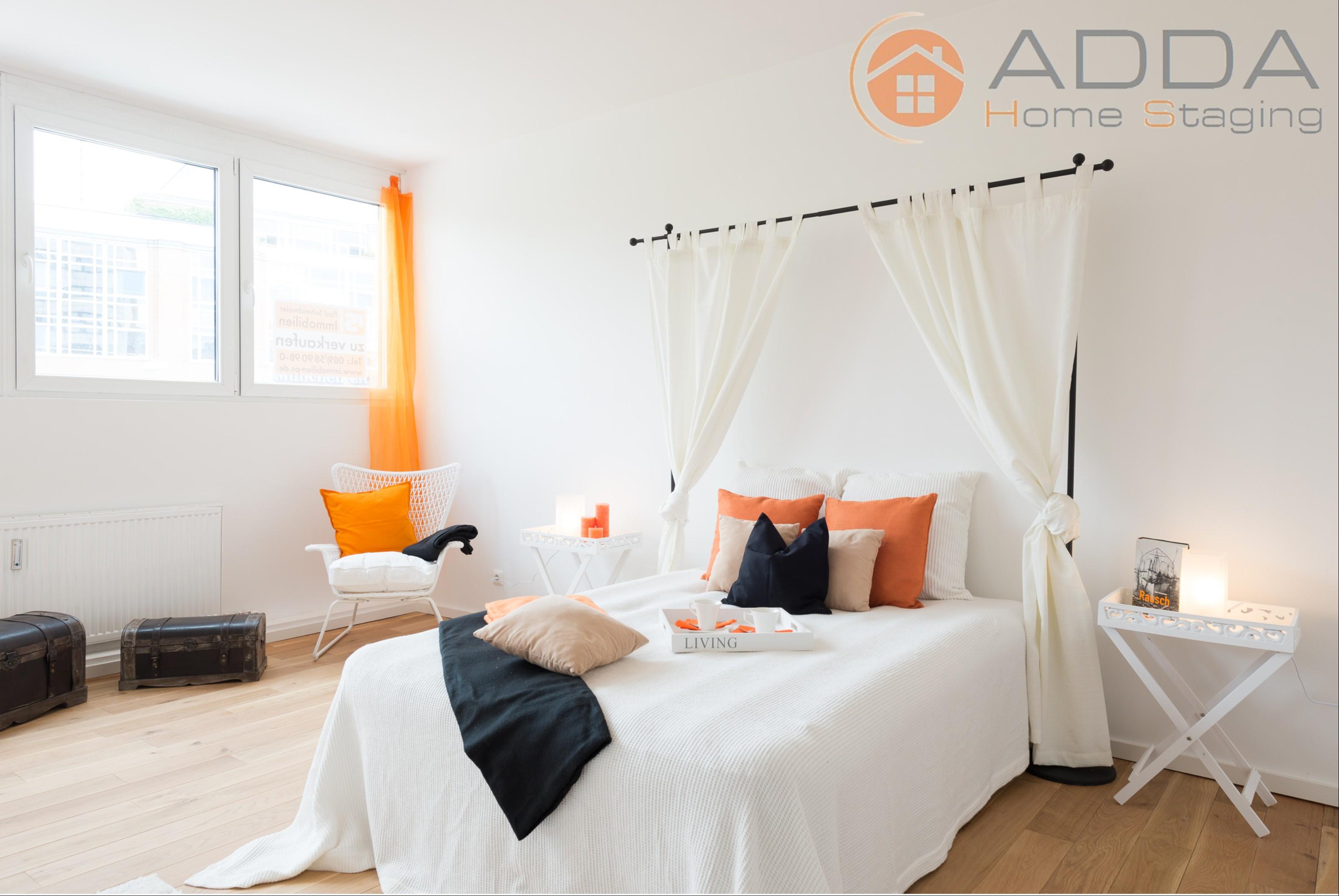 Schlafzimmer nach dem Home Staging #baldachin #tablett ©ADDA Home Staging