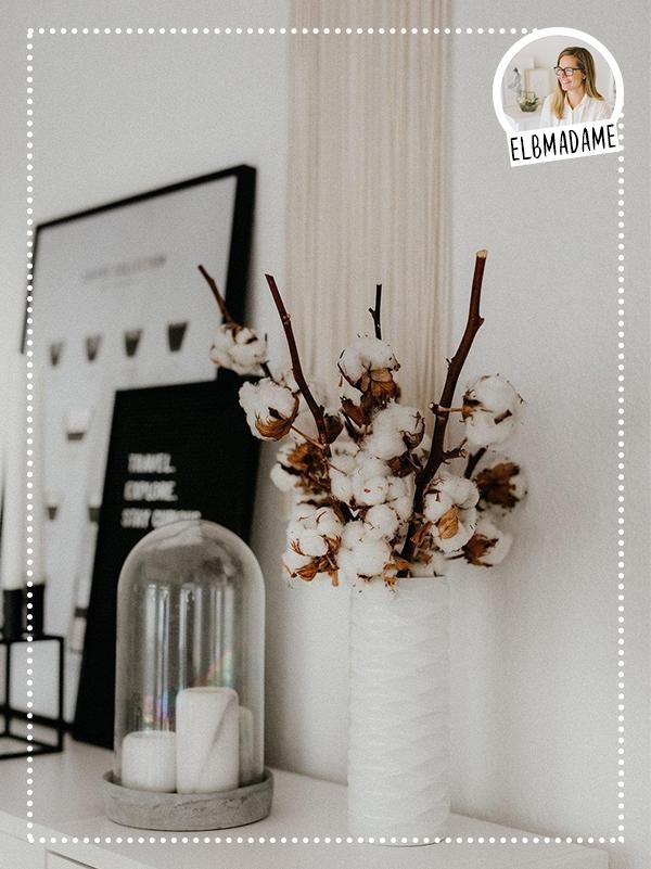 Schönes Stillleben mit echten Popcornzweigen (aka Baumwolle) aus dem Blumenladen -> #elbmadamestory