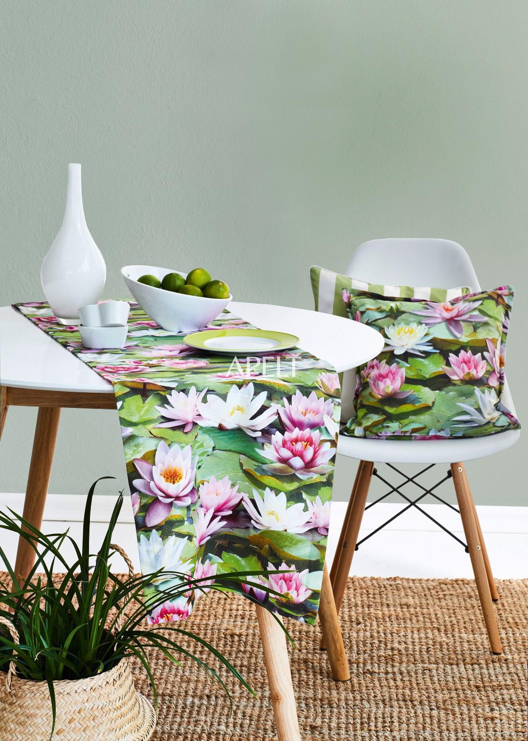 Seerosen für ein sommerliches Styling, Art. 9587 #Apelt #Textilien #Tischwäsche #Kissen #Wohnzimmer #Esszimmer #Sommer