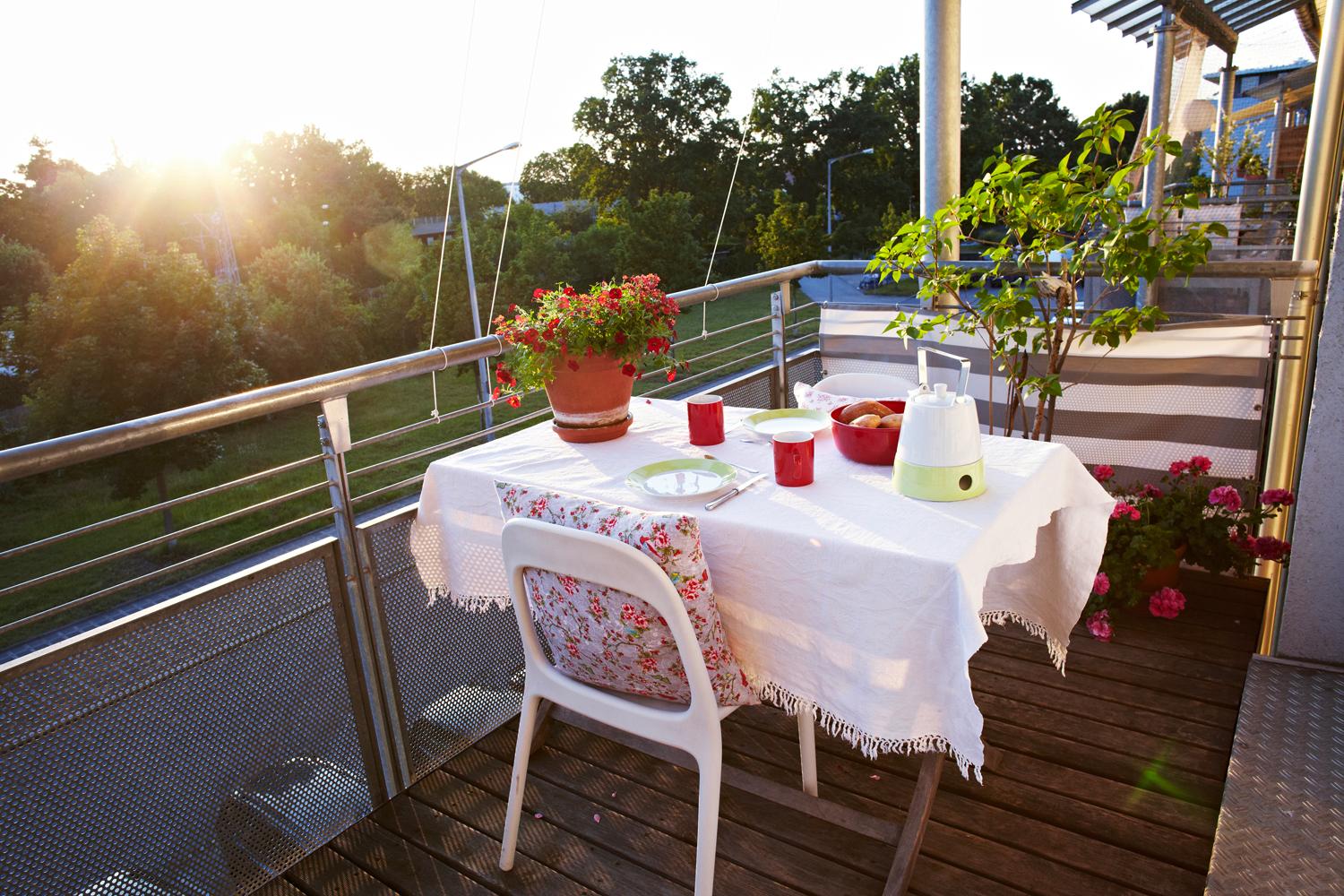 sonniger Frühstücksplatz #balkonpflanze #balkongestalten ©©www.olaftiedje.de