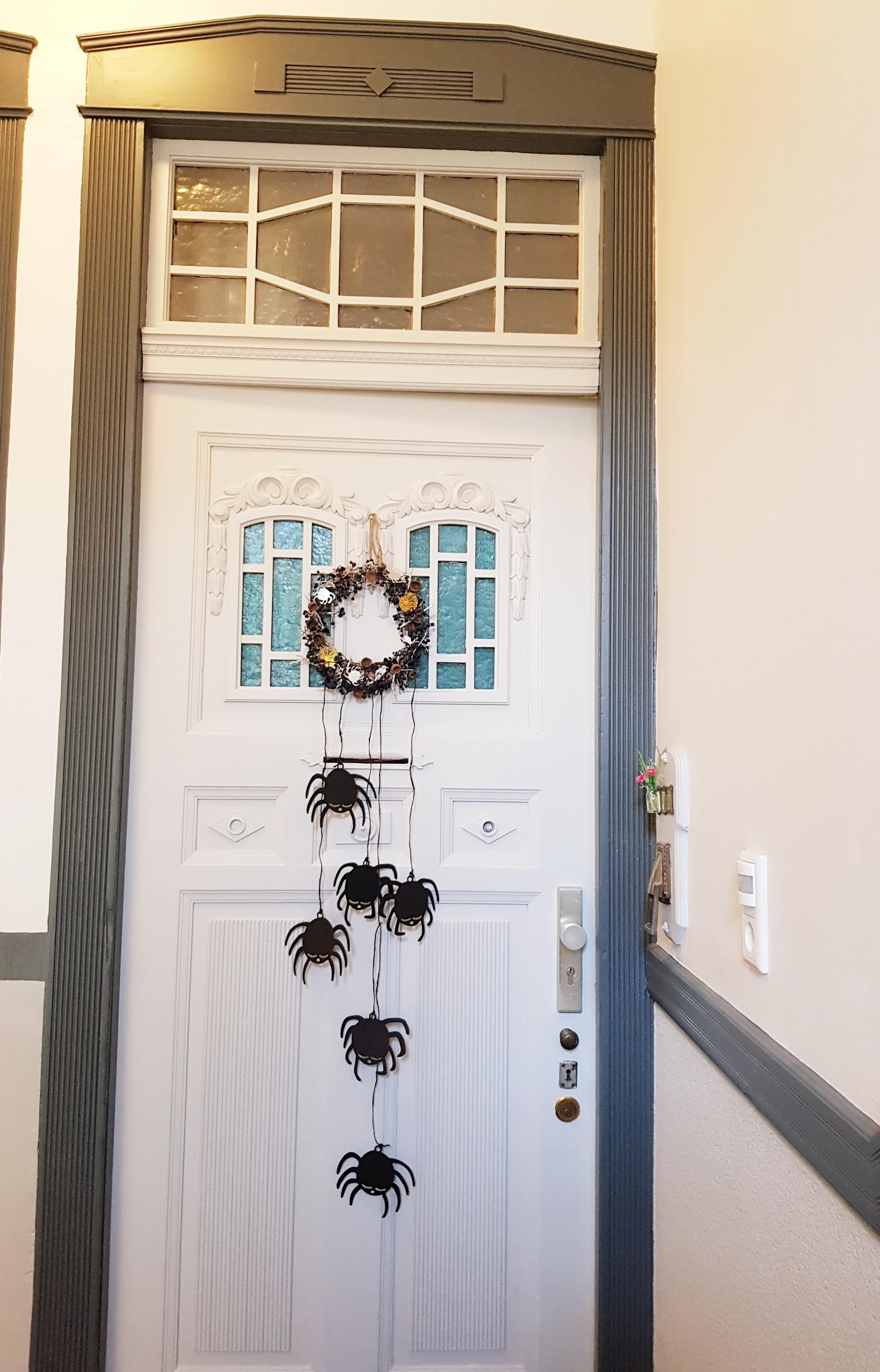 Spinnen an der Tür...schnell noch für Halloween aufgehängt 🦇🕷🕸 #diydeko #halloweendeko 