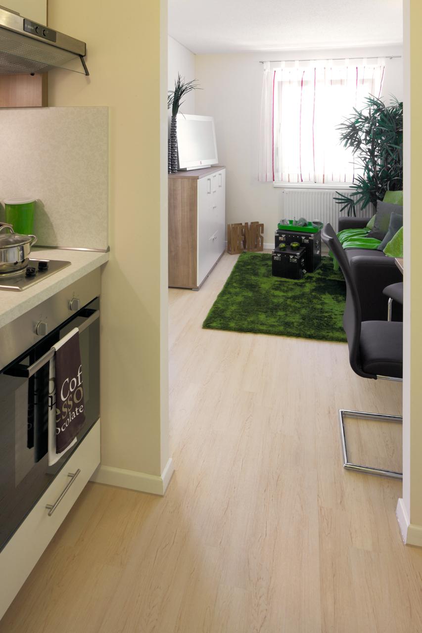 Studenten-Apartment #küche #wohnzimmer #offeneküche ©PROJECT FLOORS GmbH