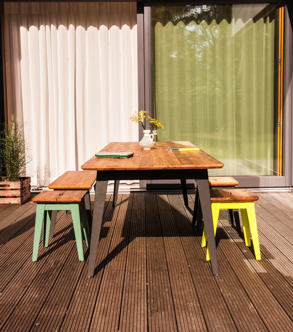Tisch, Sitzbank und Hocker von Jan Cray Möbel #hocker #sitzbank #jancraymöbel ©VINTA SERIES