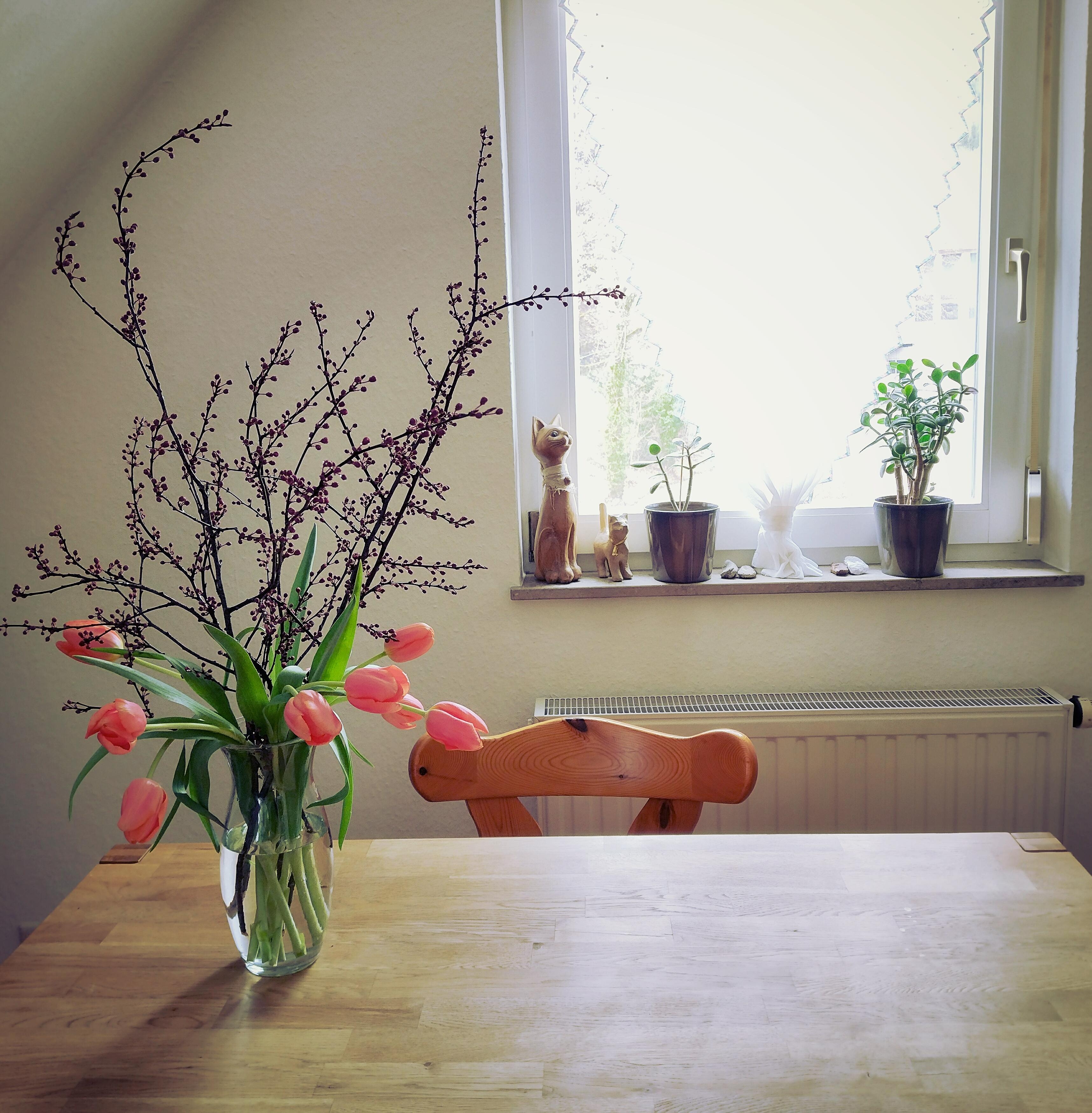 #tulpen #frischeblumen #vase #äste #esstisch #details #frühling #blumenliebe #pflanzenliebe
